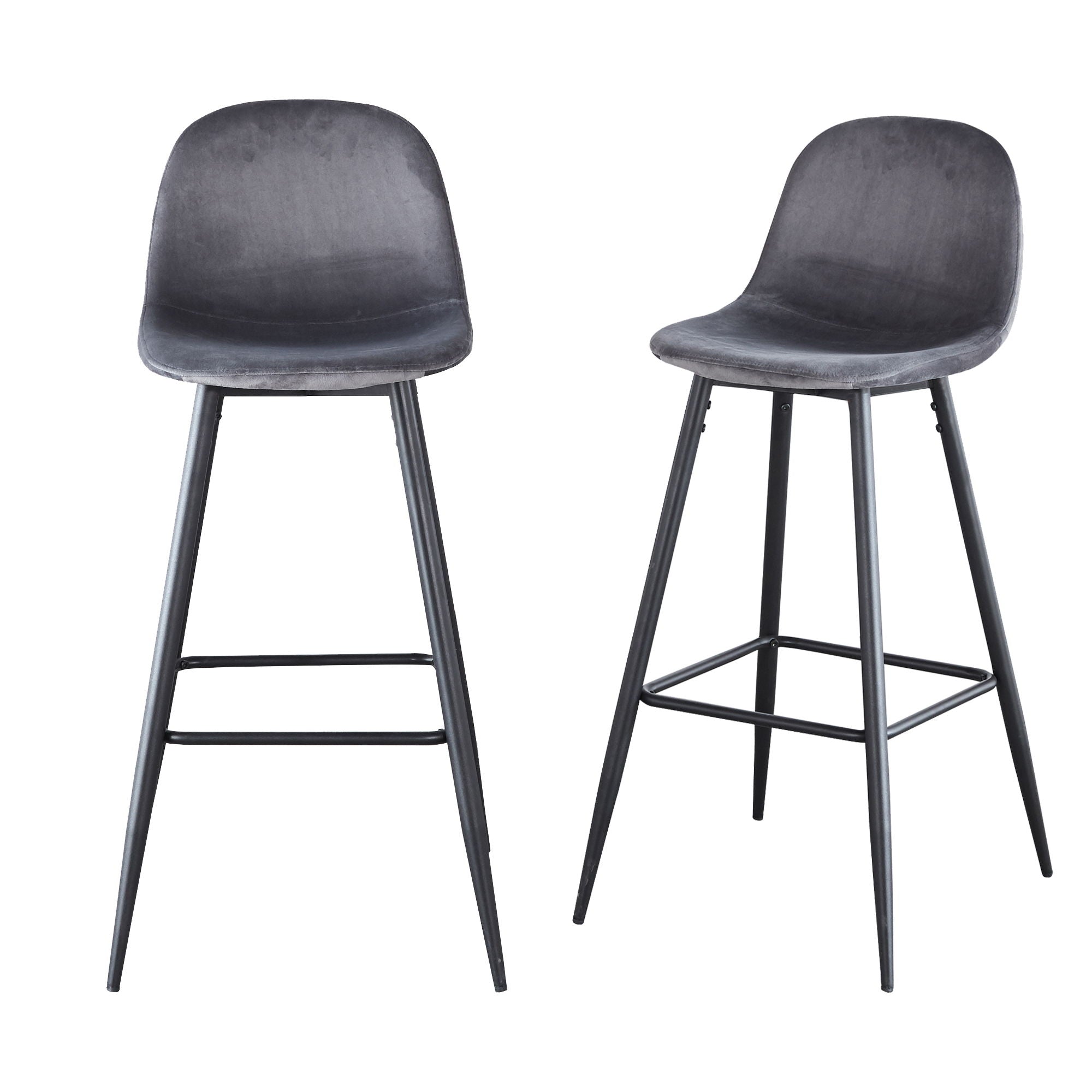 Velvet Barstool With Back (Set of 2)