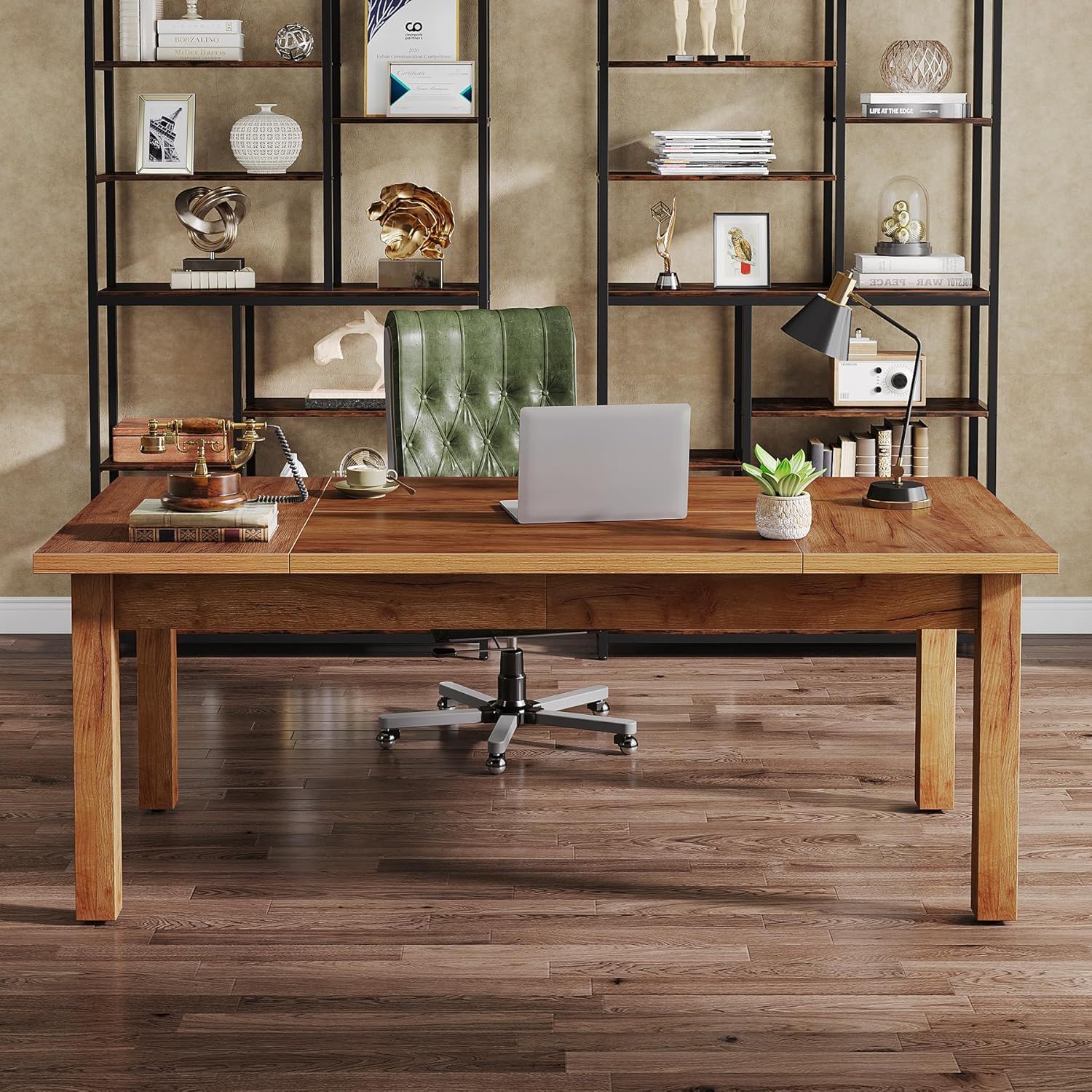 Executive Desk With Legs - Natural / Light Brown