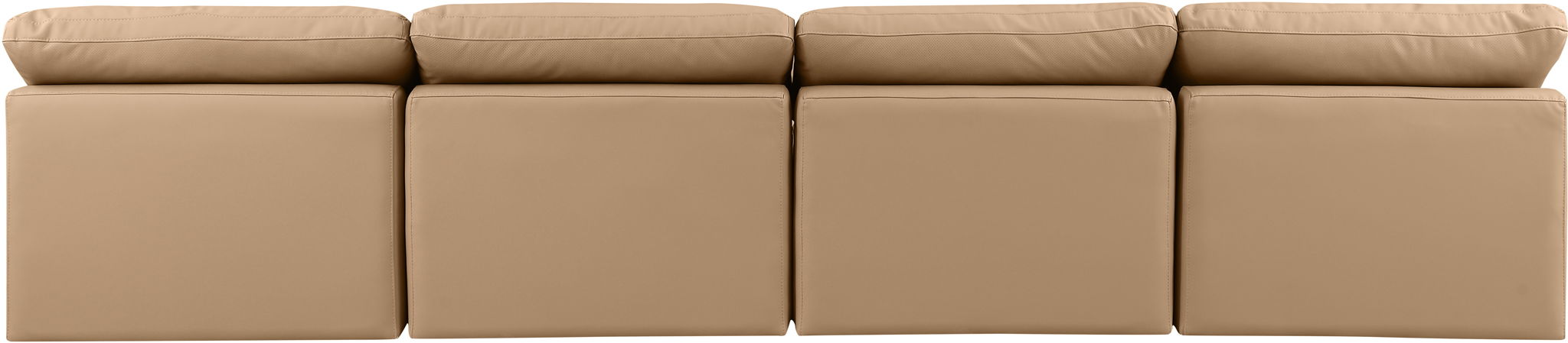 Indulge - Faux Leather 4 Piece Modular Armless Sofa - Tan