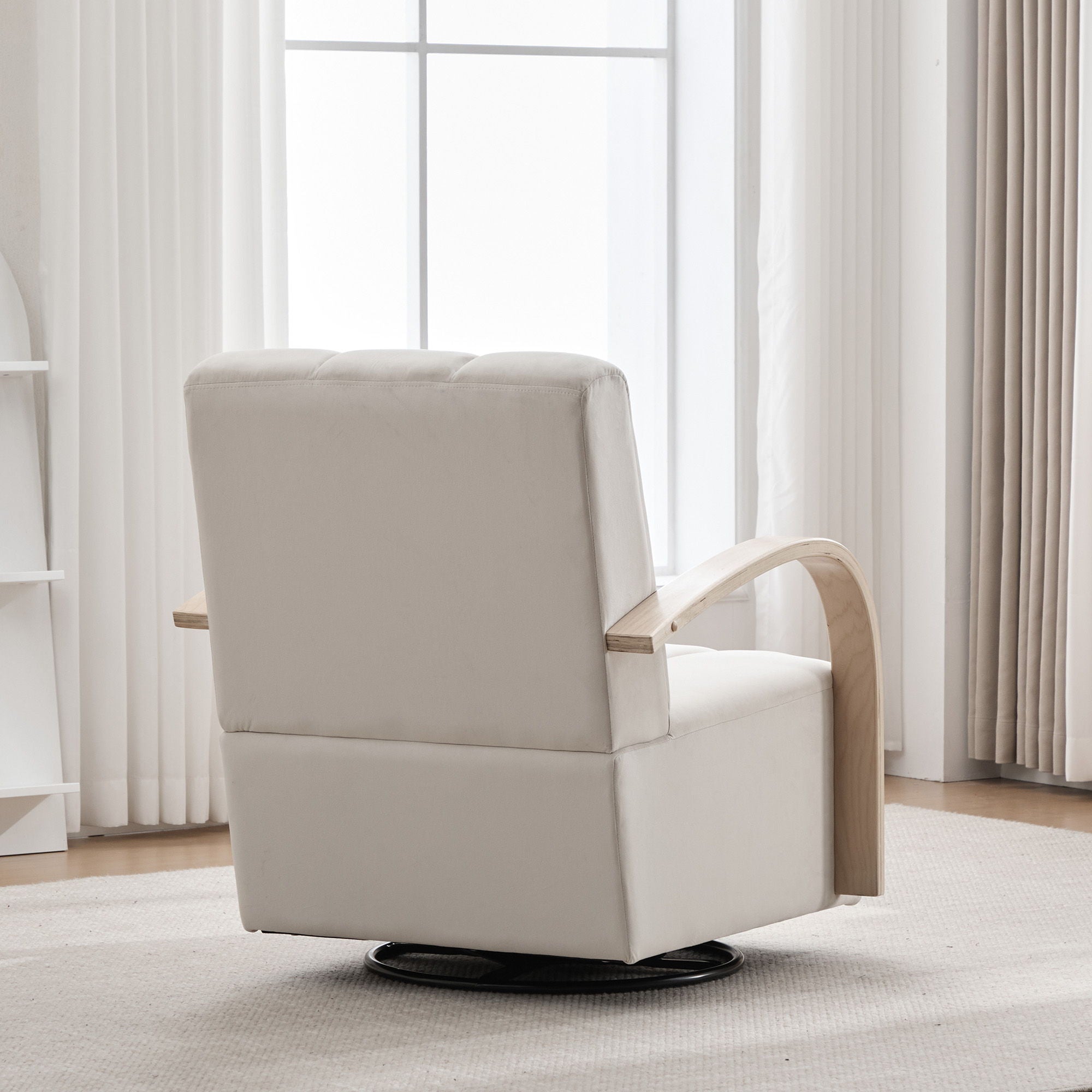 360° Swivel Accent Chair With Armrests, Comfy Lounge Chair - Beige