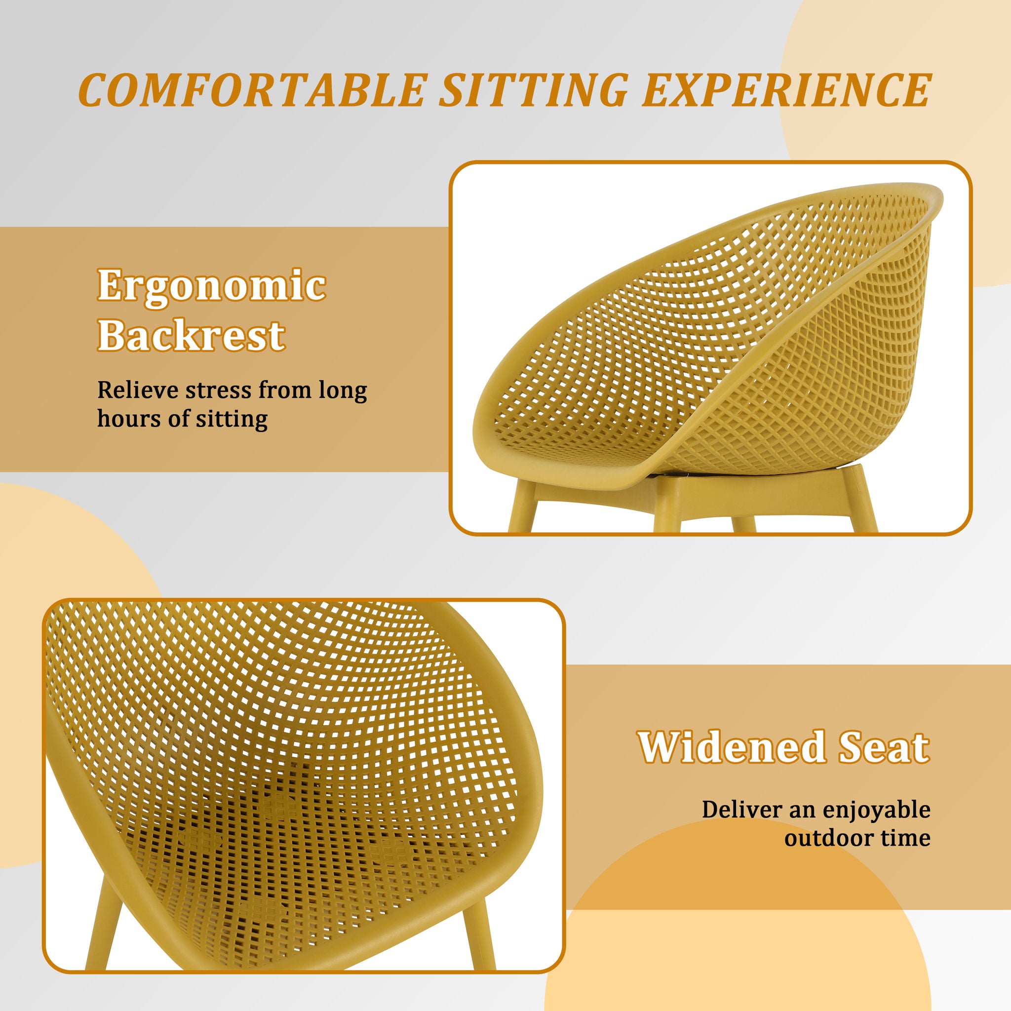 2 Piece Durable Single Chair With Mesh Hollow Out Design