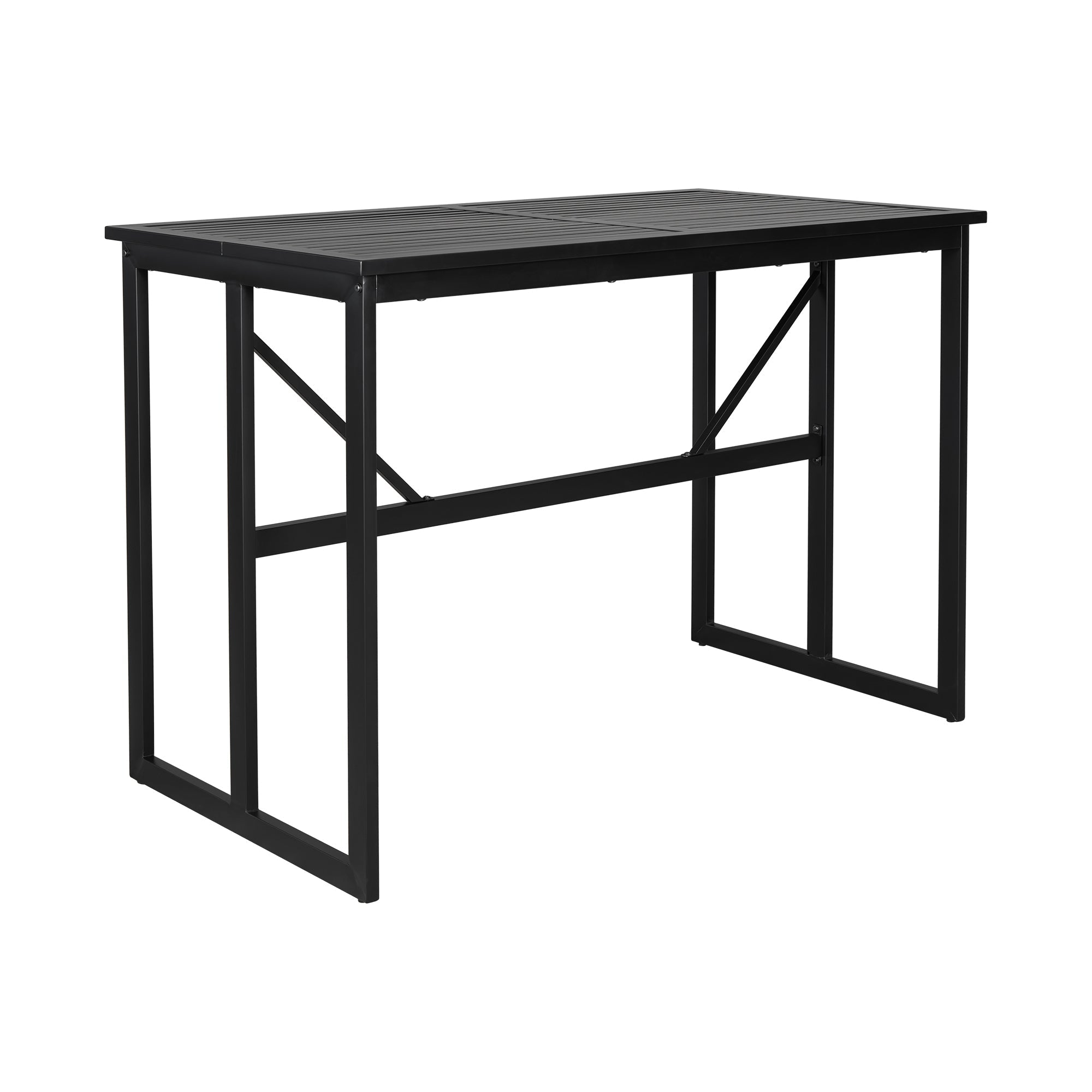 U_Style Iron Outdoor Dining Set with Acacia Wood Armrest