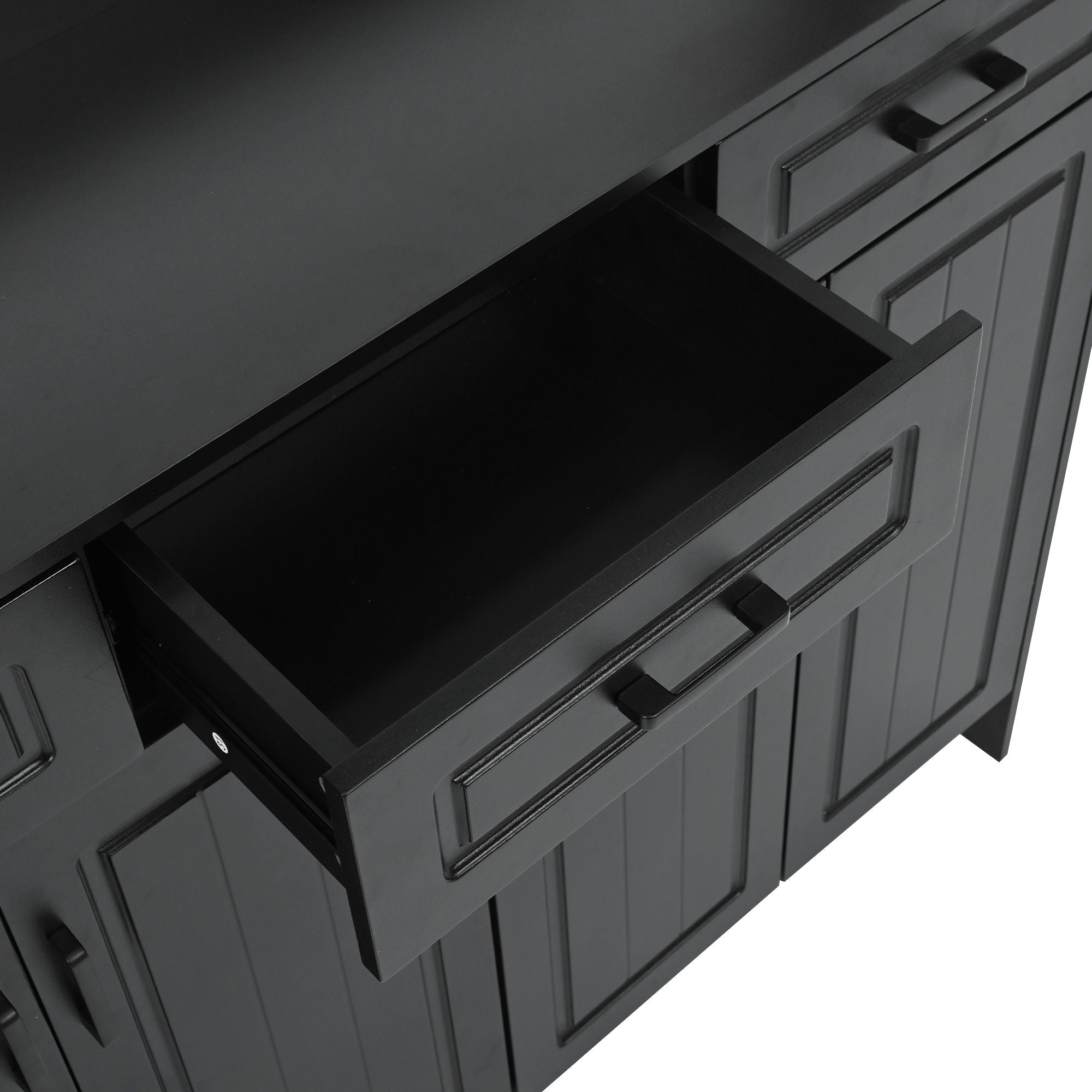 Minimalist 4 Door Shoe Cabinet With Coat Rack, 3 Drawers, 8 Shelves, Metal Hooks And Handles
