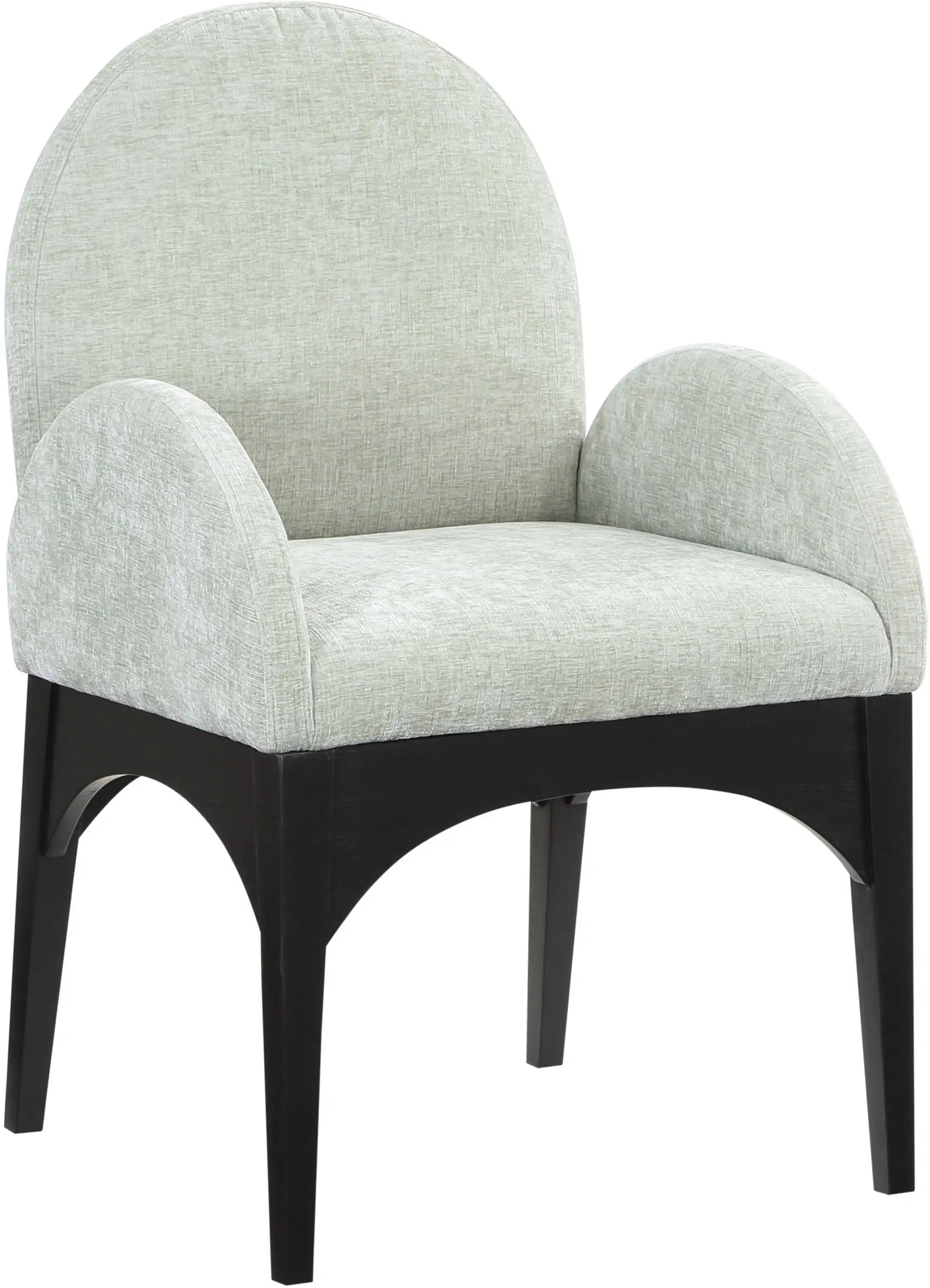 Waldorf - Chenille Dining Arm Chair With Black Legs - Best Buy Furniture