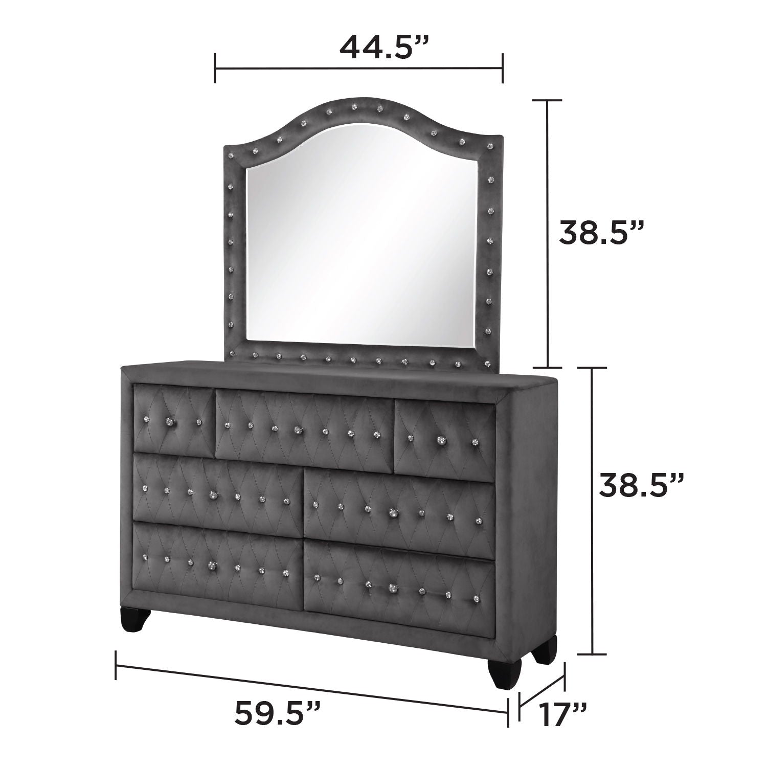 Sophia - Tufted Mirror - Gray