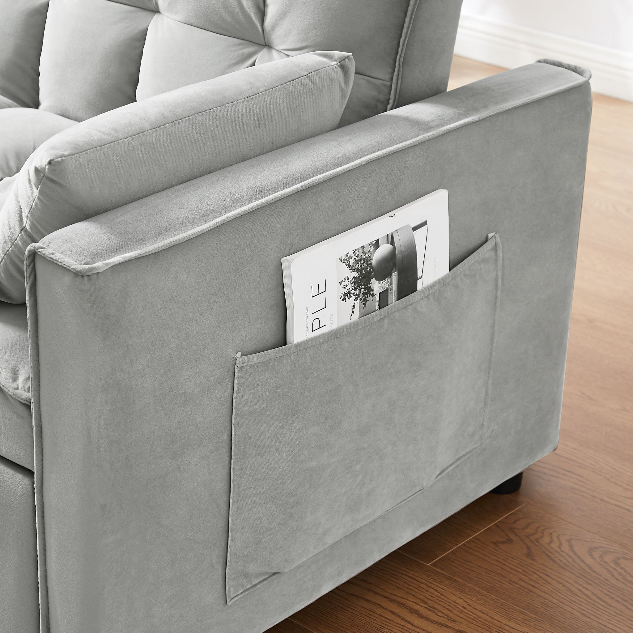 Modern Velvet Convertible Loveseat Futon Sofa With Pullout Bed, Reclining Backrest