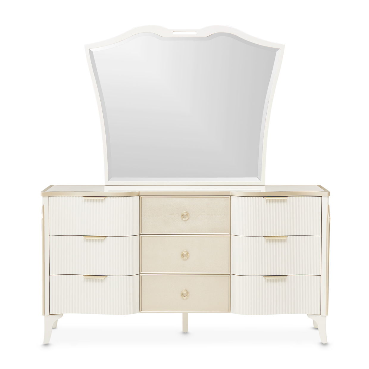 La Marisia - Dresser With Mirror - Creamy Pearl