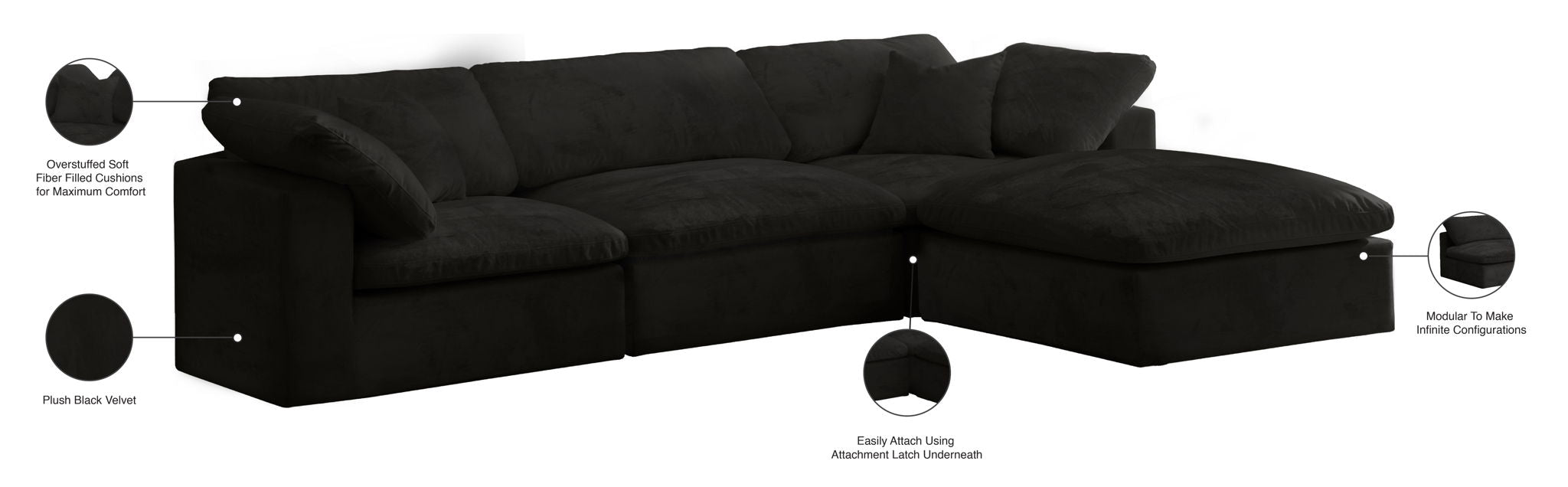 Cozy - 4 Piece Modular Sectional With Chaise