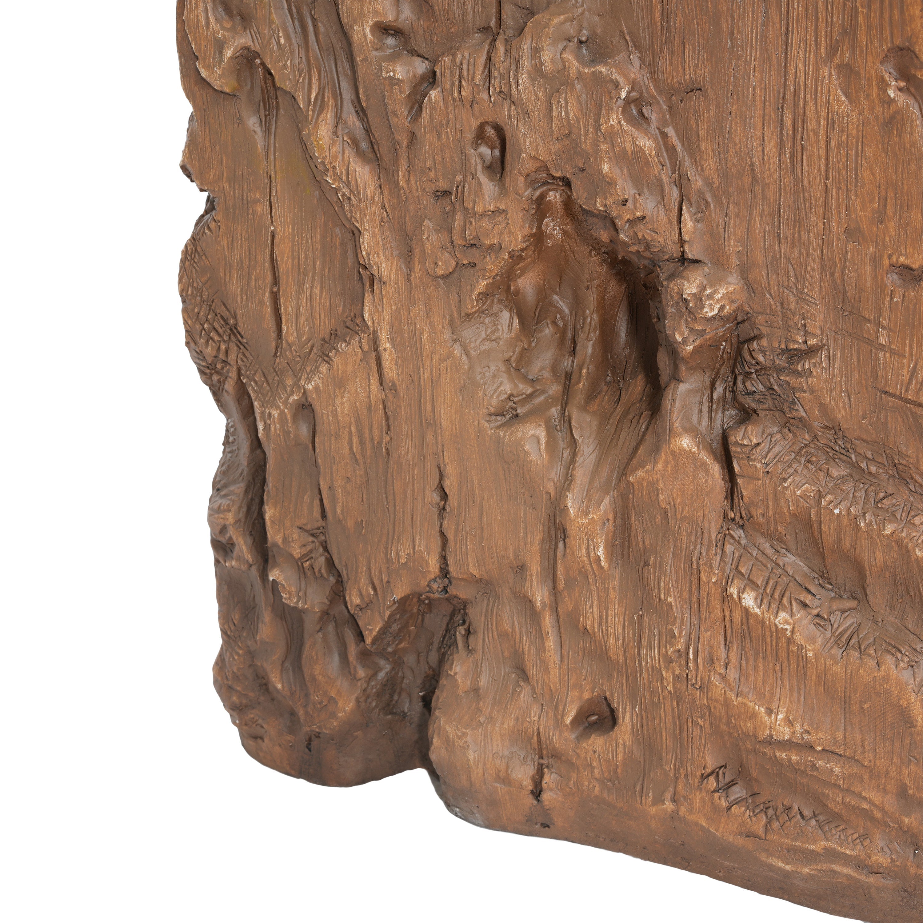 Amira Outdoor And Indoor Stump Shape MGO Side Table Brown Finish