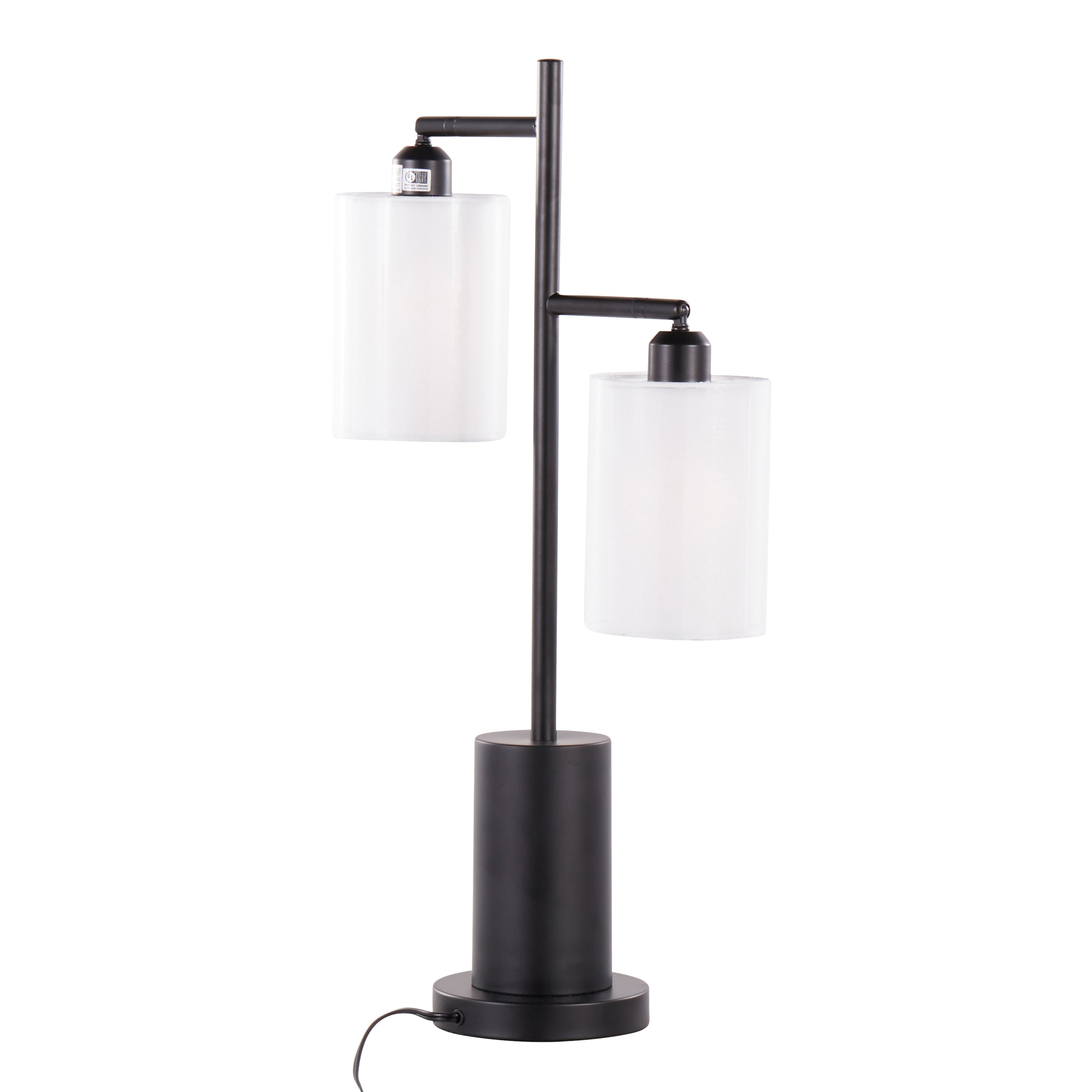 Cannes Contemporary Table Lamp in Black Metal with White Shades
