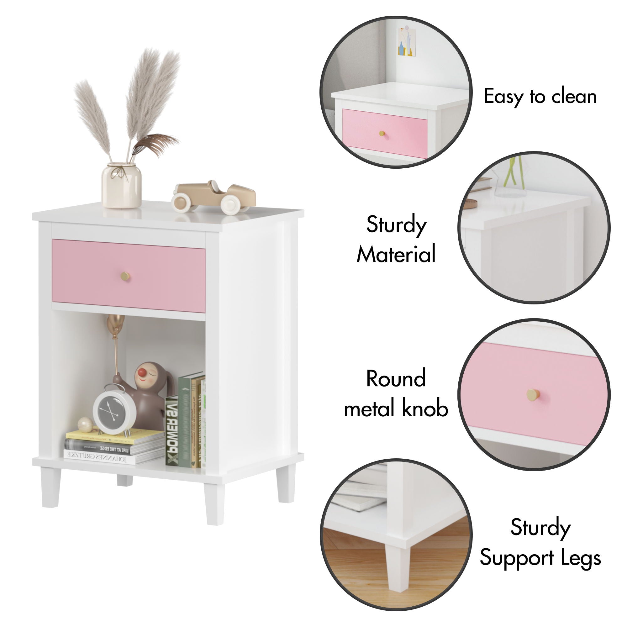 Nightstand With 1 Drawer 1 Shelf