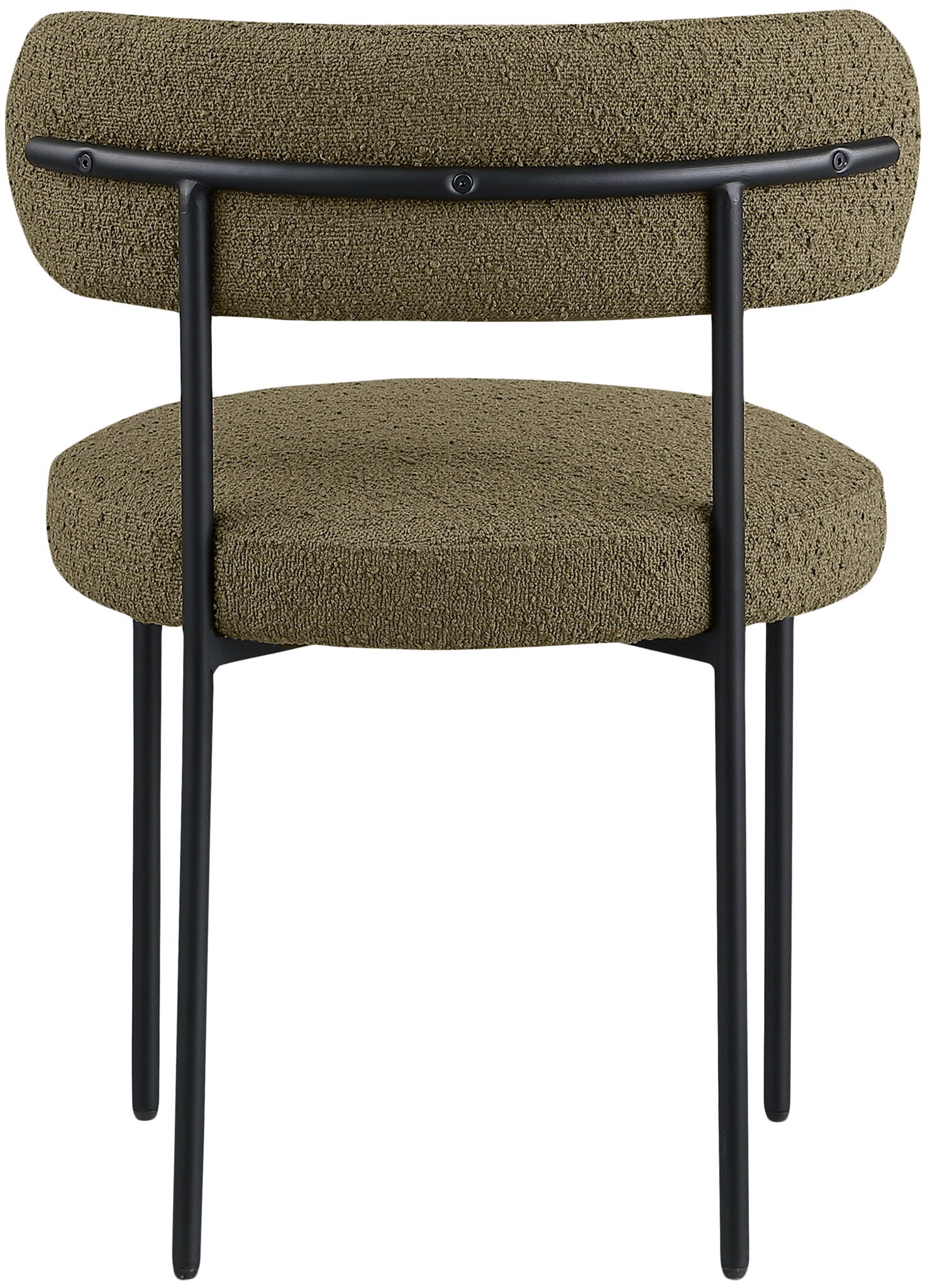 Beacon - Boucle Fabric Dining Chair With Black Legs (Set of 2) - Olive Green