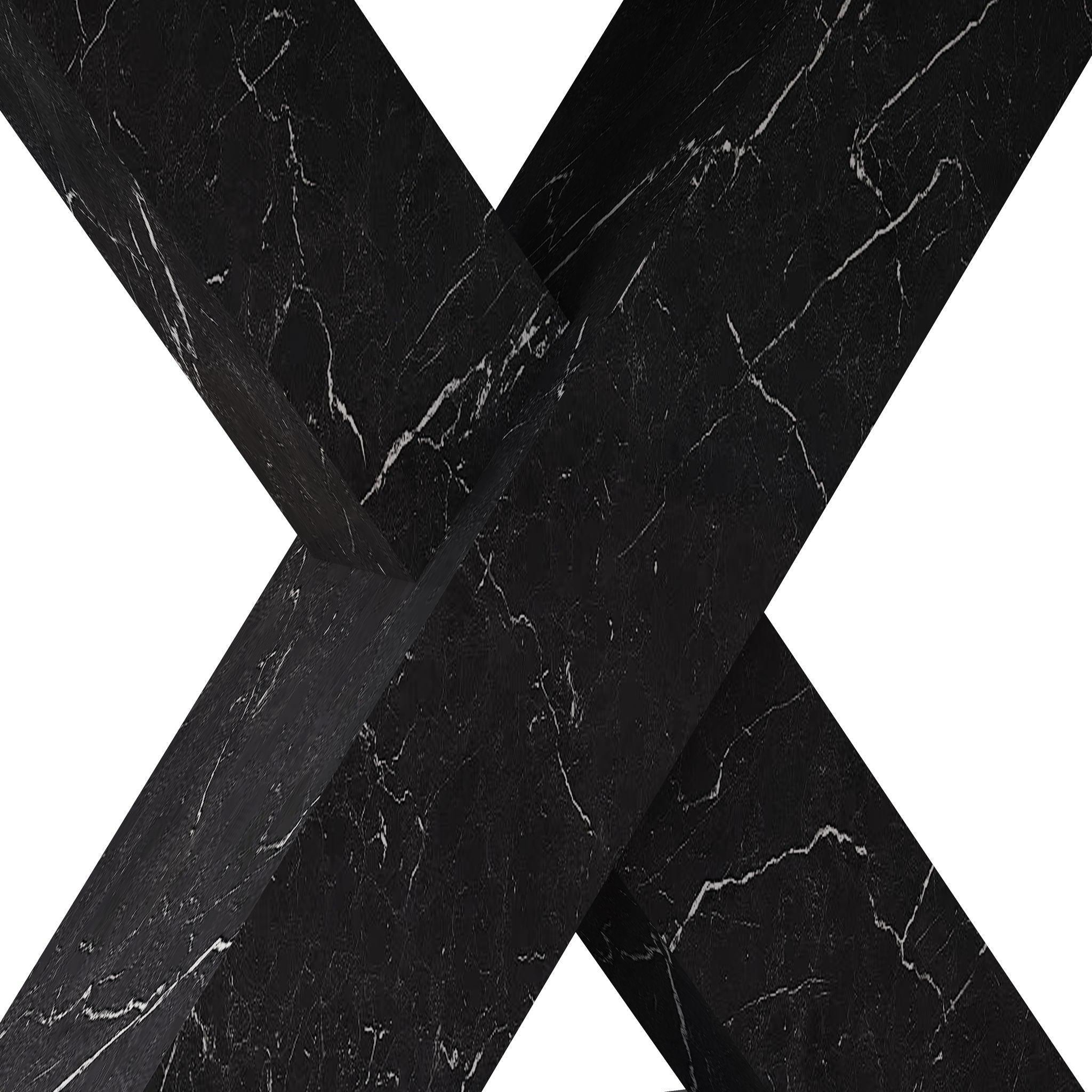 Rectangle Dining Table With Stretchable Top, X Shape Mdf Legs With Steel Base - White / Black