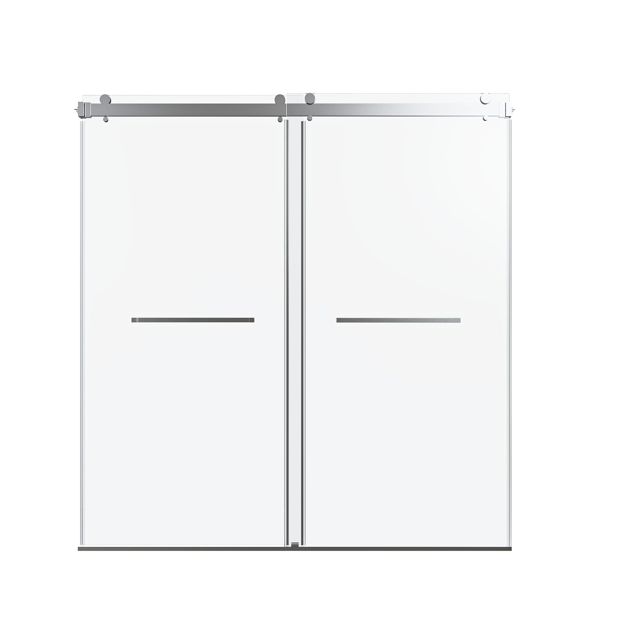 Frameless Double Sliding Soft-Close Shower Door, 3 / 8" (10Mm) Thick SGCC Tempered Glass Door, Matte