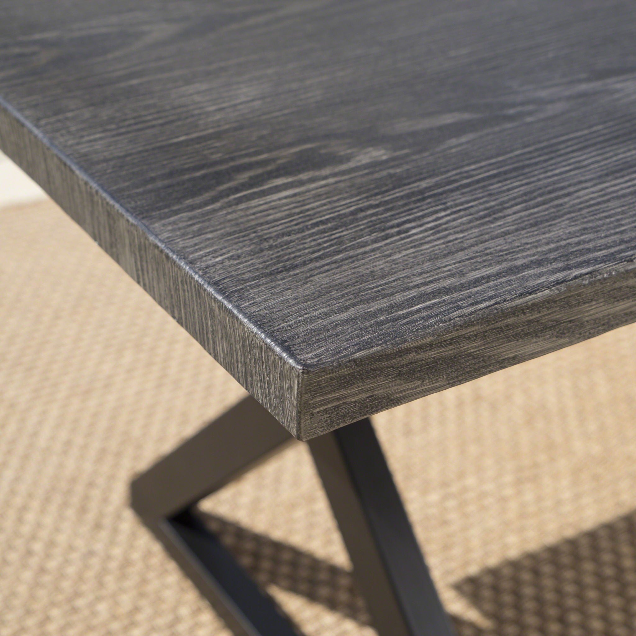 Modern Aluminum Outdoor Dining Bench With X Base