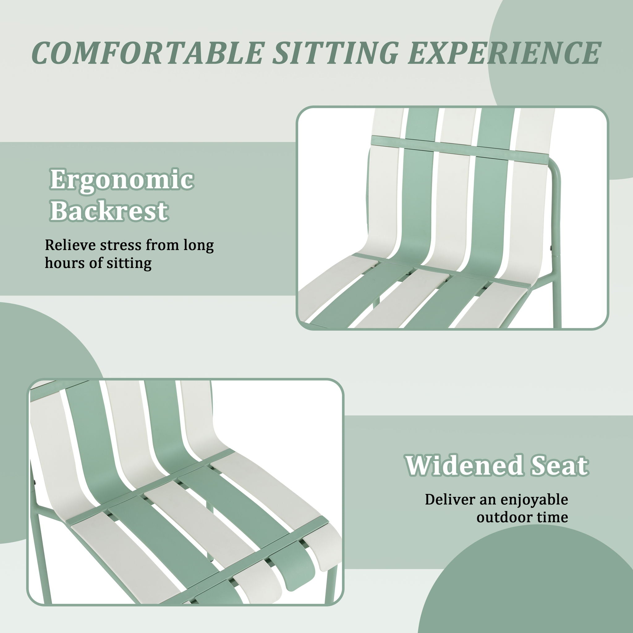 4 Piece Set Of Single Chairs With Modern Color Blocking Design, UV Resistant And Rust Proof - Haze Green / White