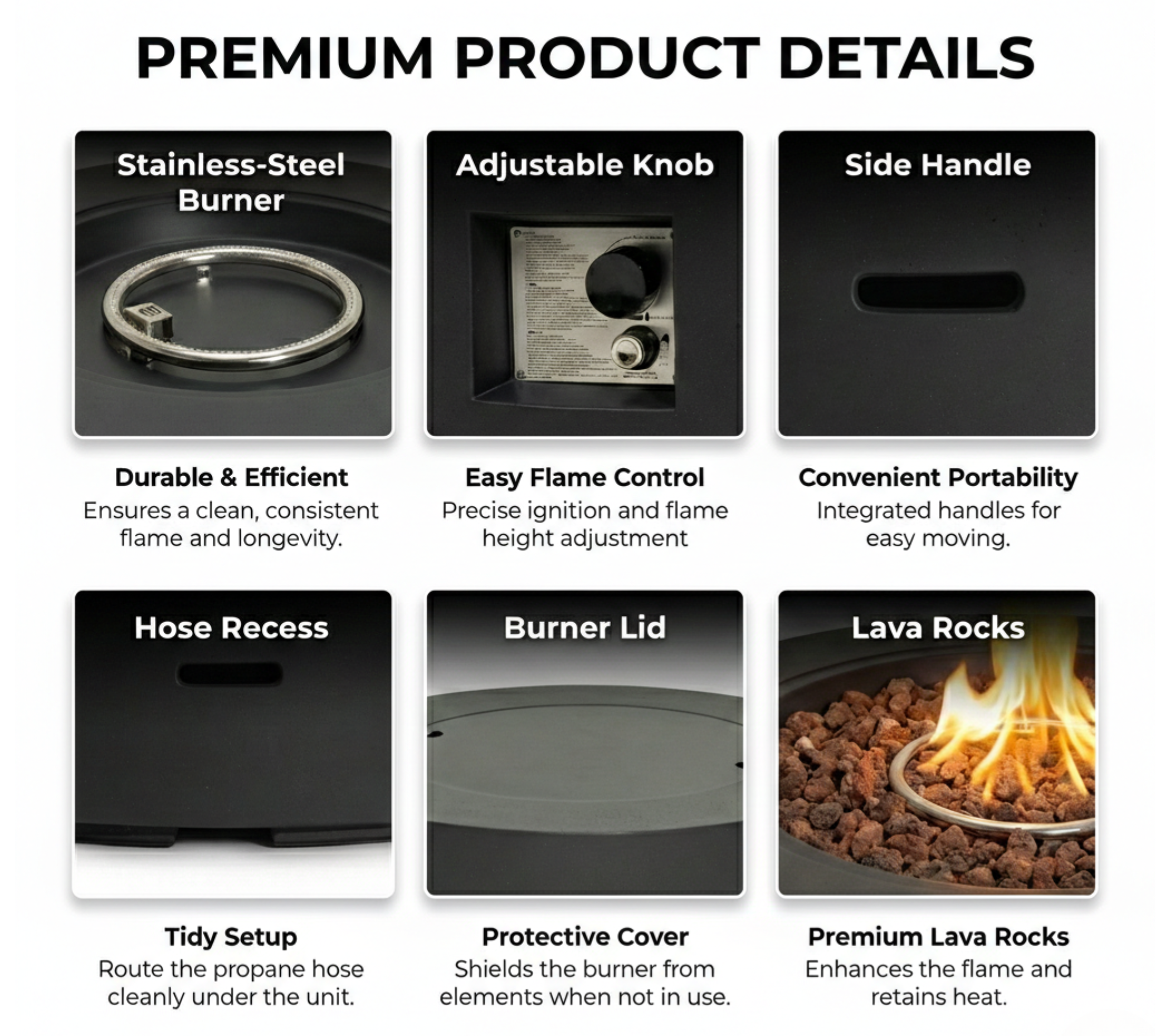 40' Round Outdoor Propane Fire Pit Table