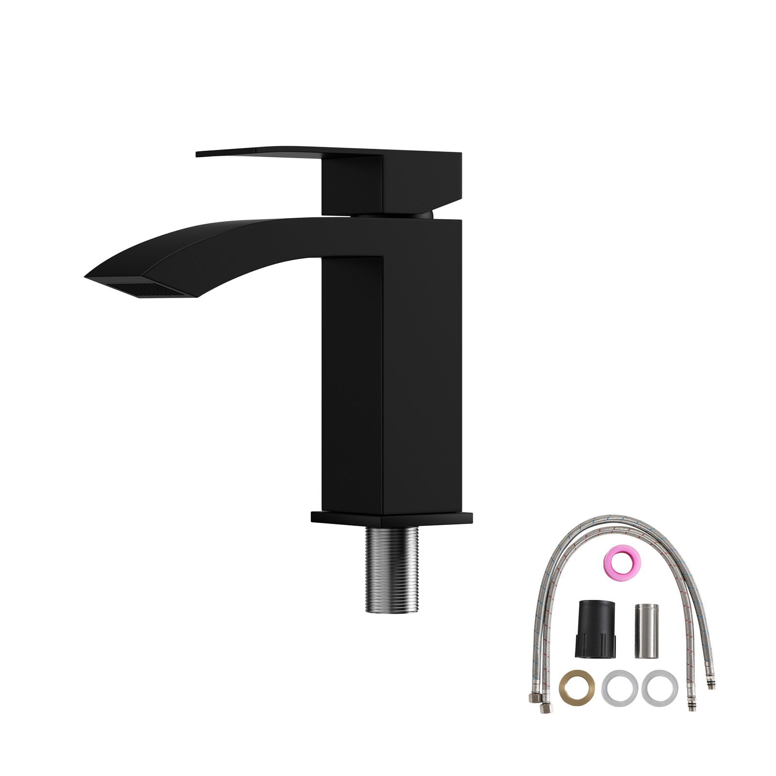 Wall Mounted Bathroom Sink With Towel Bar & Overflow - White / Black