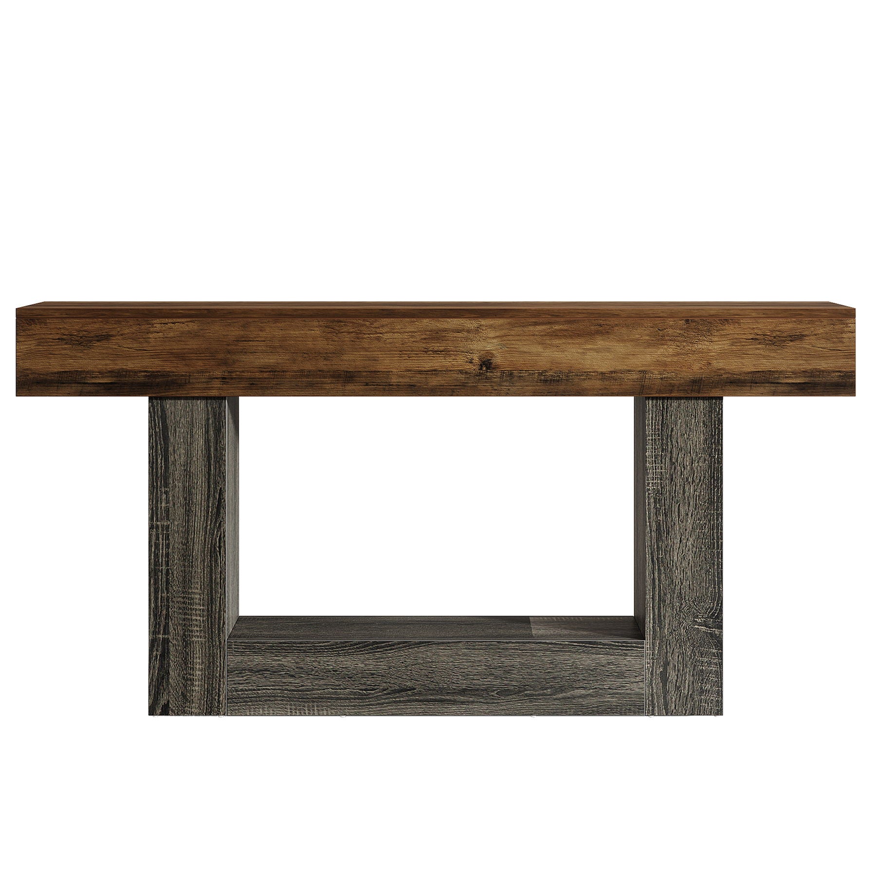 Console Table With 2 Tier Storage, U Shaped Base