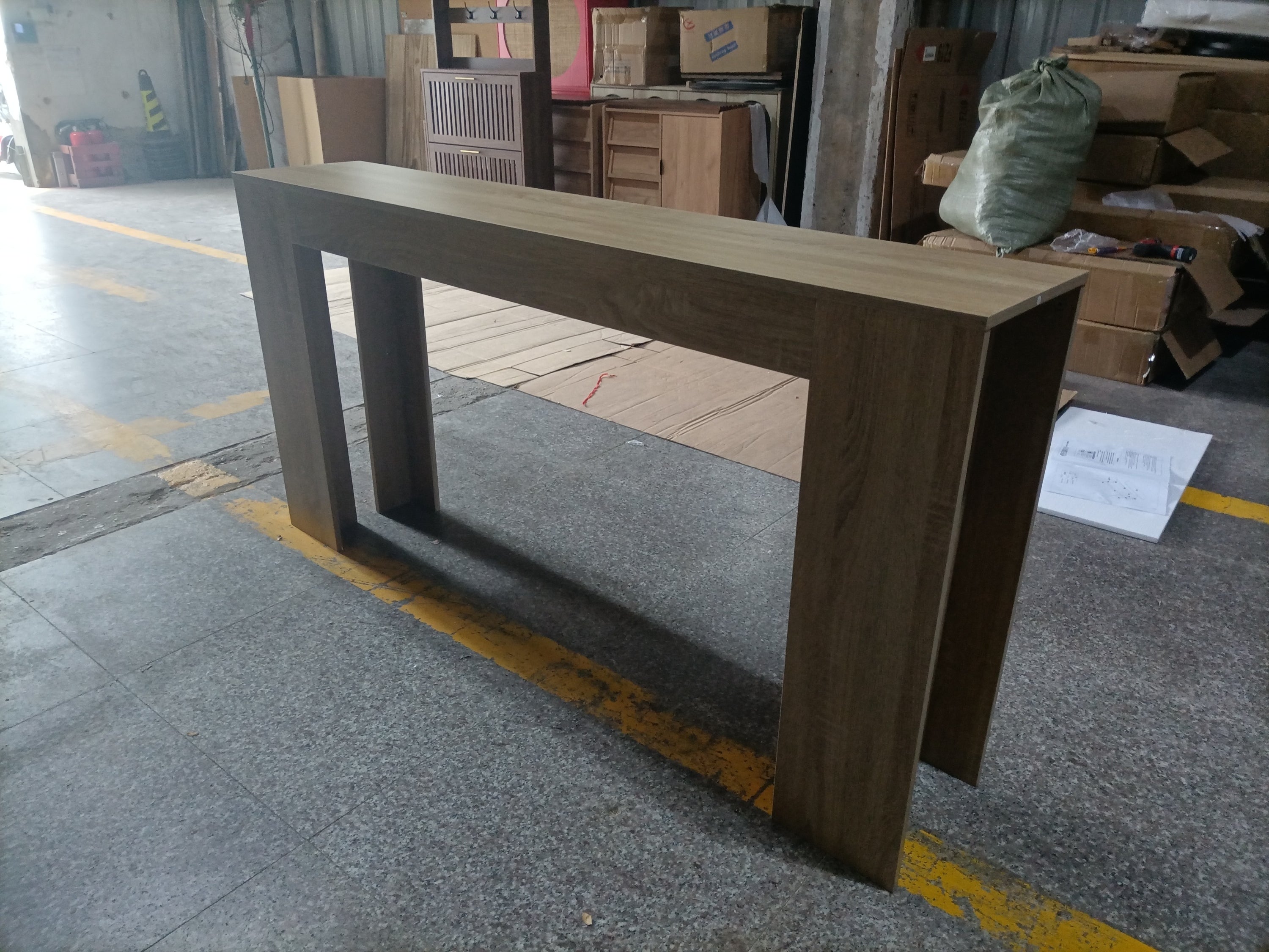 Farmhouse Style Oak-Colored Extra-Long Console Table