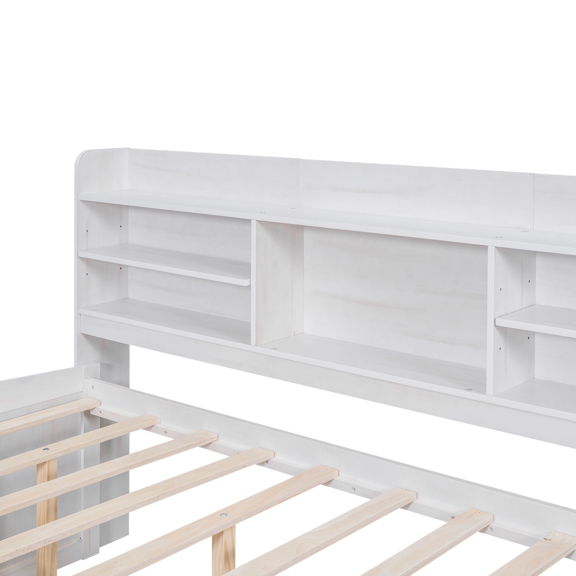 Captain Bed With Built In Bookshelves, 3 Storage Drawers, And Trundle