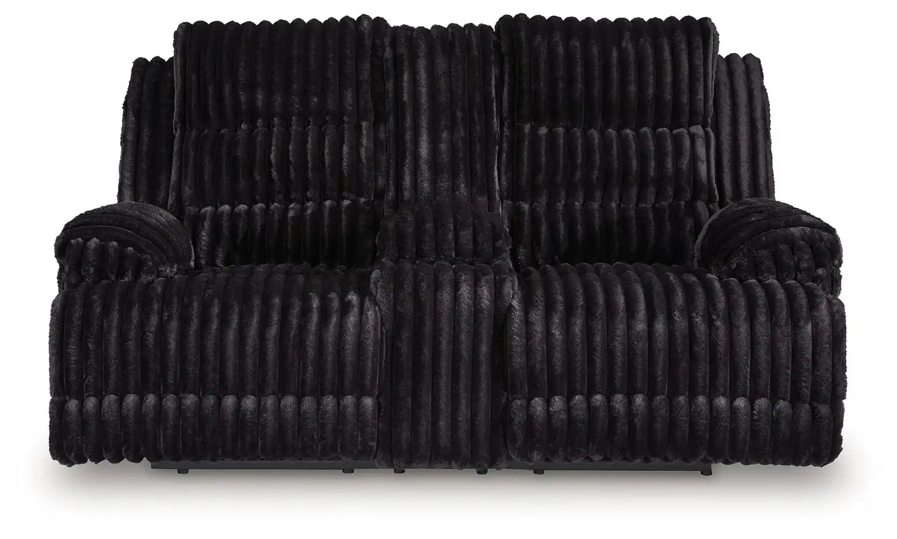 Rhine Falls - Double Reclining Power Loveseat With Console - Onyx - Best Buy Furniture