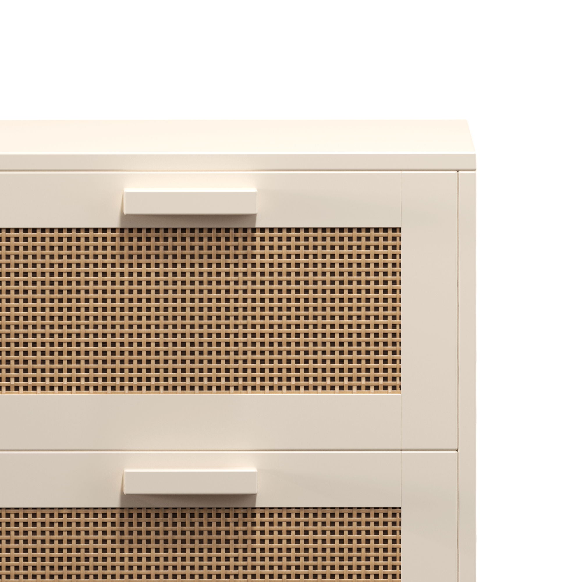 Nightstand With 2 Drawers, Storage Side Table For Bedroom - Antique Natural / Rattan