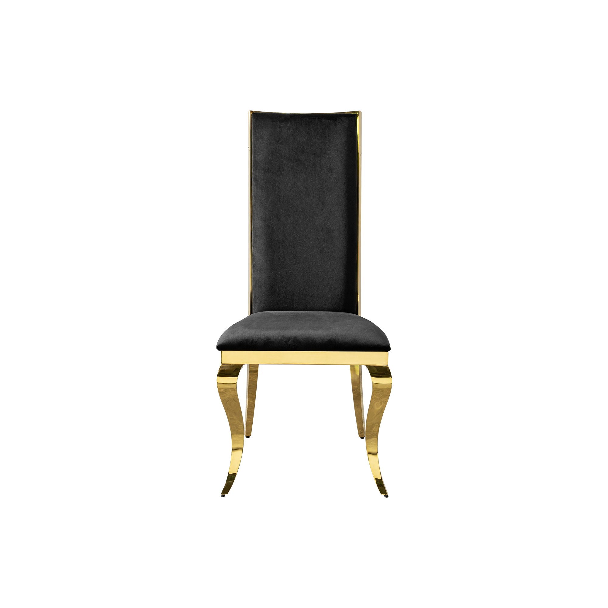 Dining Chair (Set of 2) With Unique Backrest Stainless Steel Legs - Gold