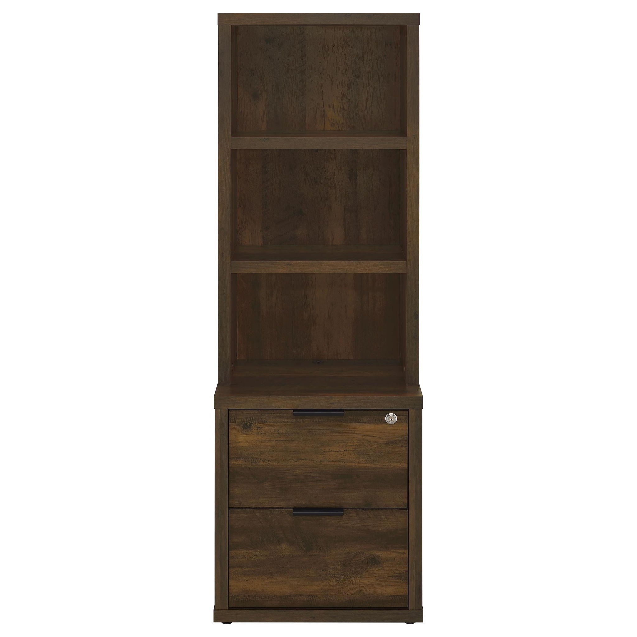 Multifunctional Bookcase With Three Open Shelves, 2 Drawers, Dual USB Charging Outlet