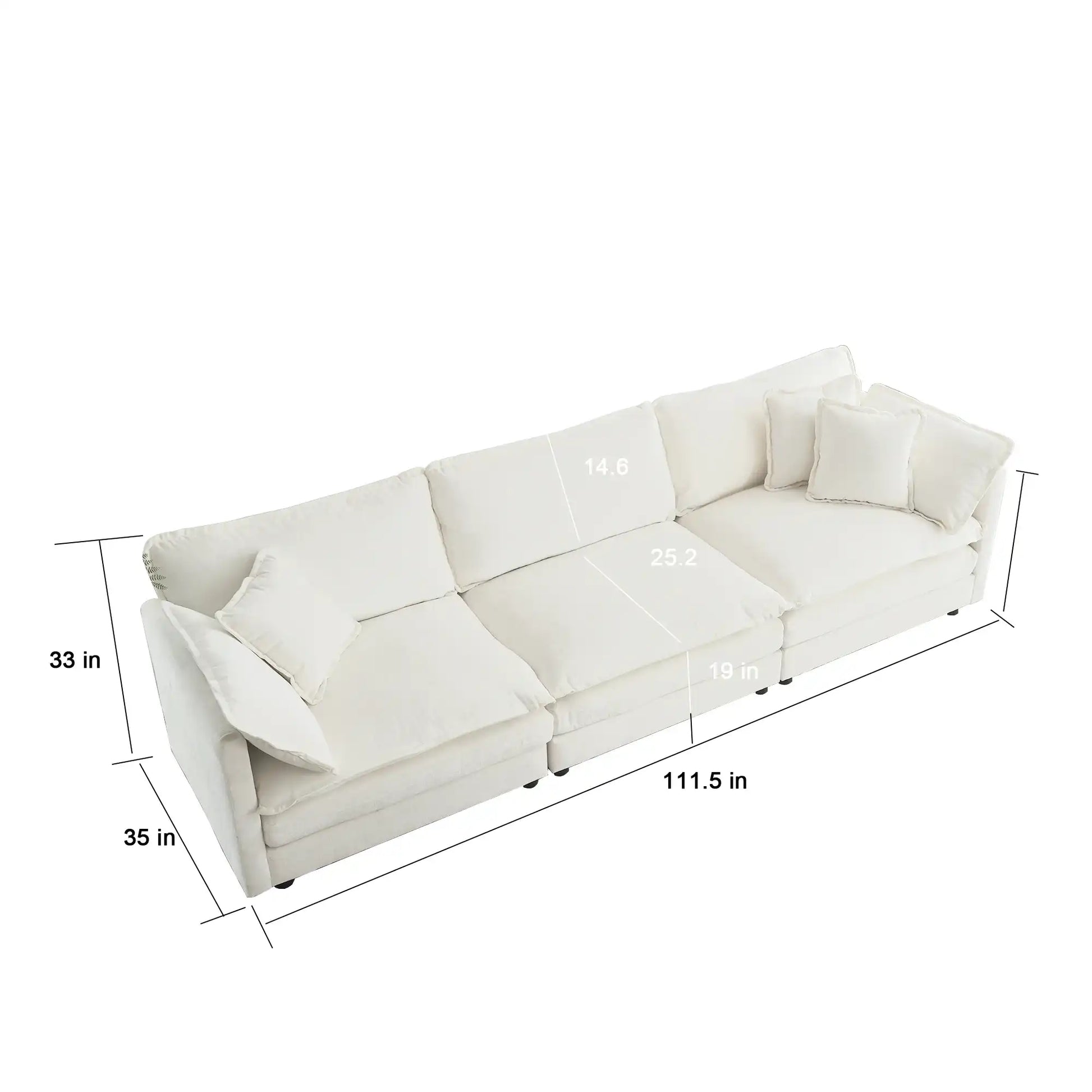 5-Seater U-Shaped Convertible Sofa with Reversible Footrest, Modern White - Best Buy Furniture