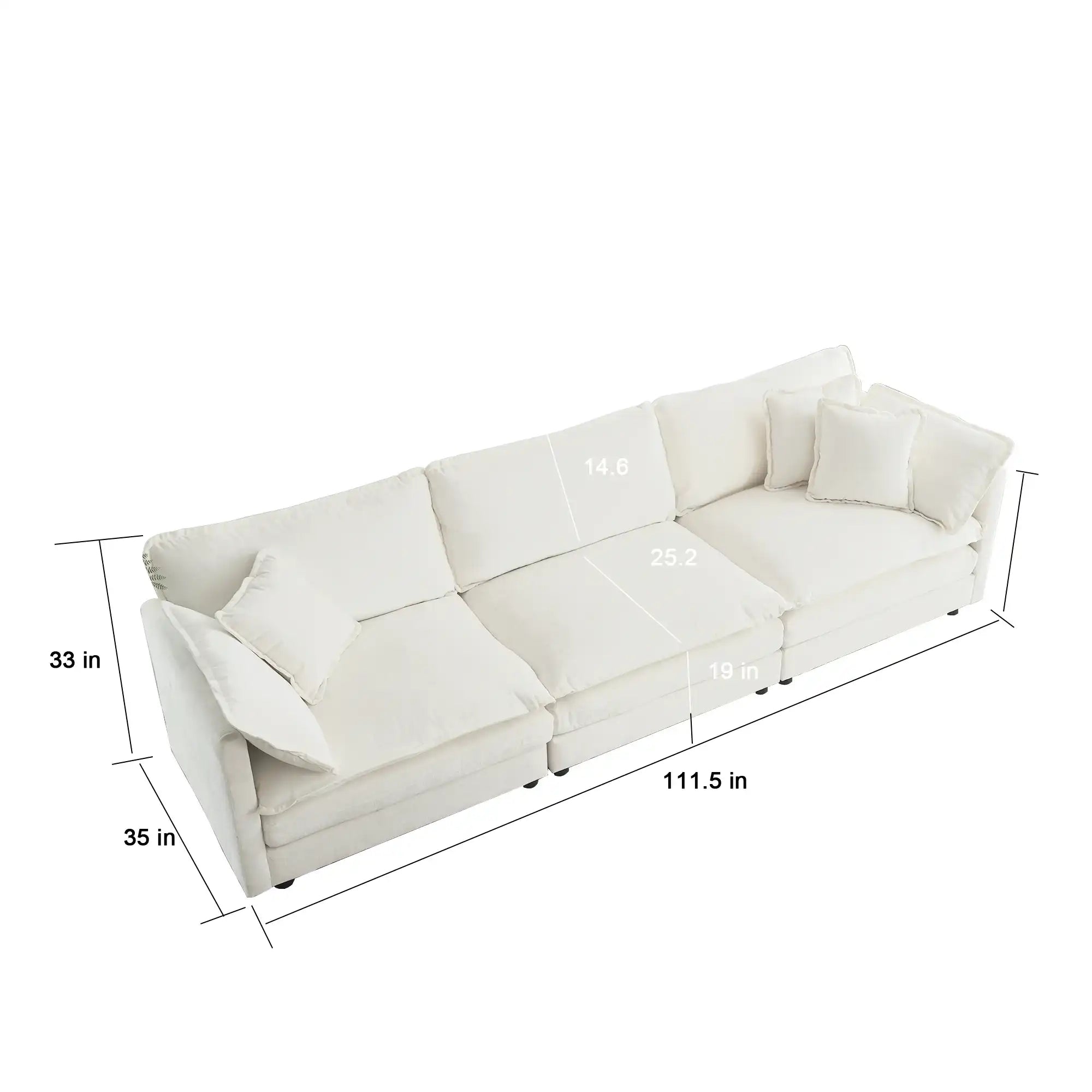 5-Seater U-Shaped Convertible Sofa with Reversible Footrest, Modern White - Best Buy Furniture