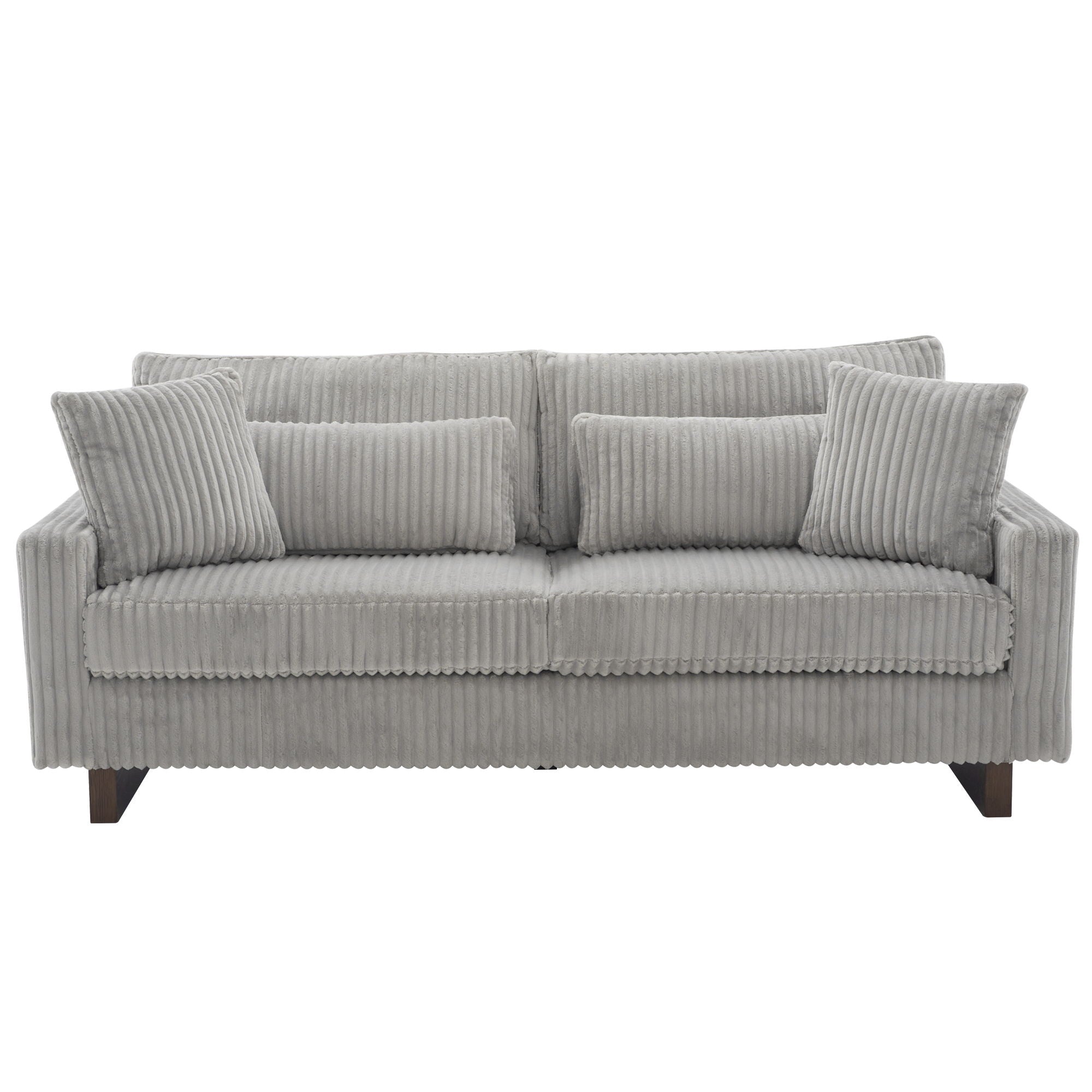Modern Corduroy Loveseat Sofa With 4 Pillows