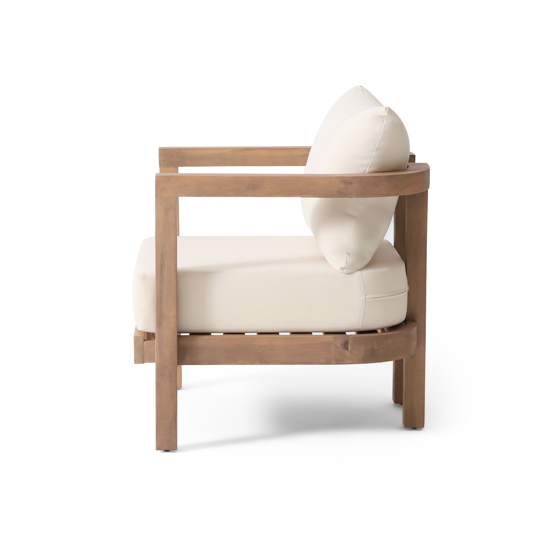 Outdoor Acacia Wood Patio Club Chair, Waterproof Thick Cushion, Deep Seating - Best Buy Furniture