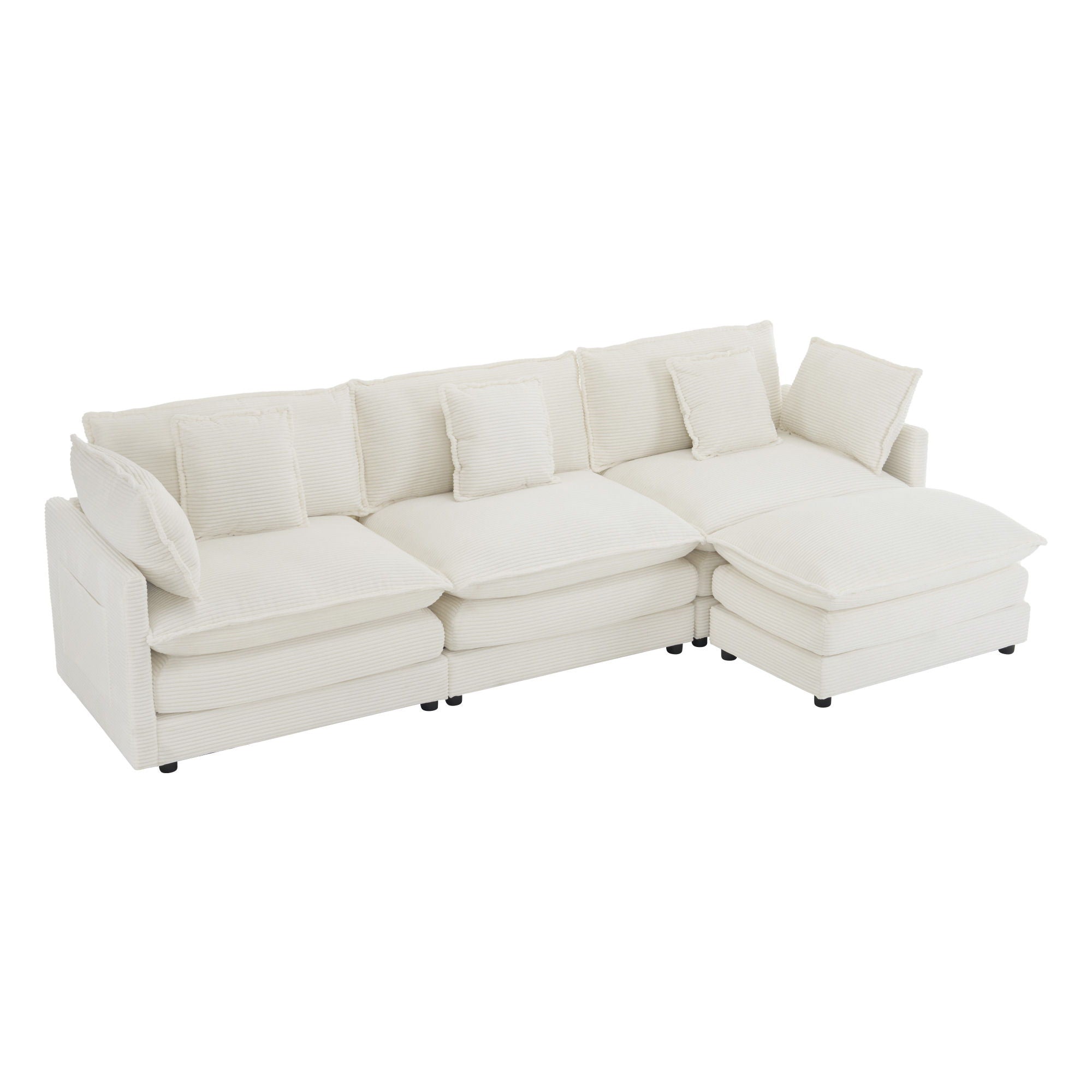 Modern Modular Sectional Sofa With Side Storage Pockets For Living Room