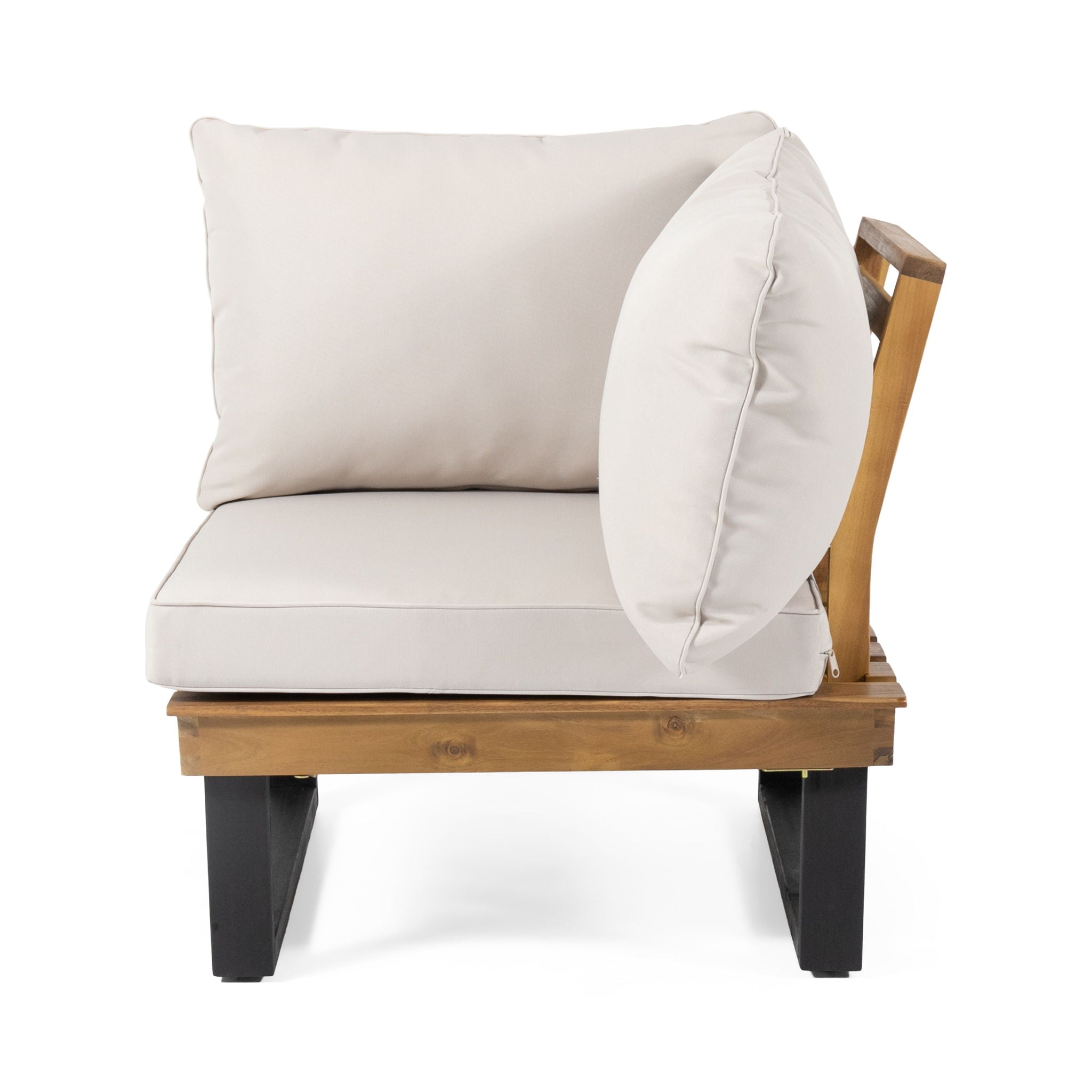 Sebastian - Hand Crafted 4 Piece Sofa Set With Water Resistant Cushions - Beige / Teak - Best Buy Furniture