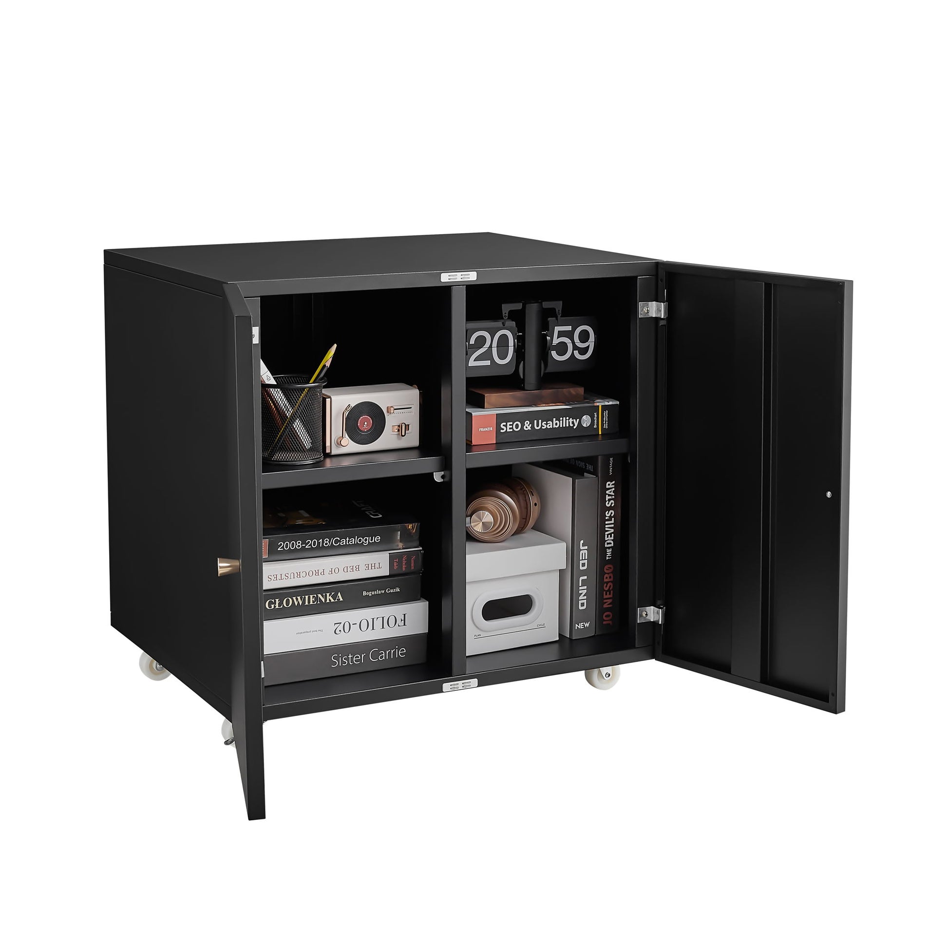 Office Furniture Copier Cabinet 2 Door Steel Copier Stand Mobile Pedestal File Printer Stand - Best Buy Furniture