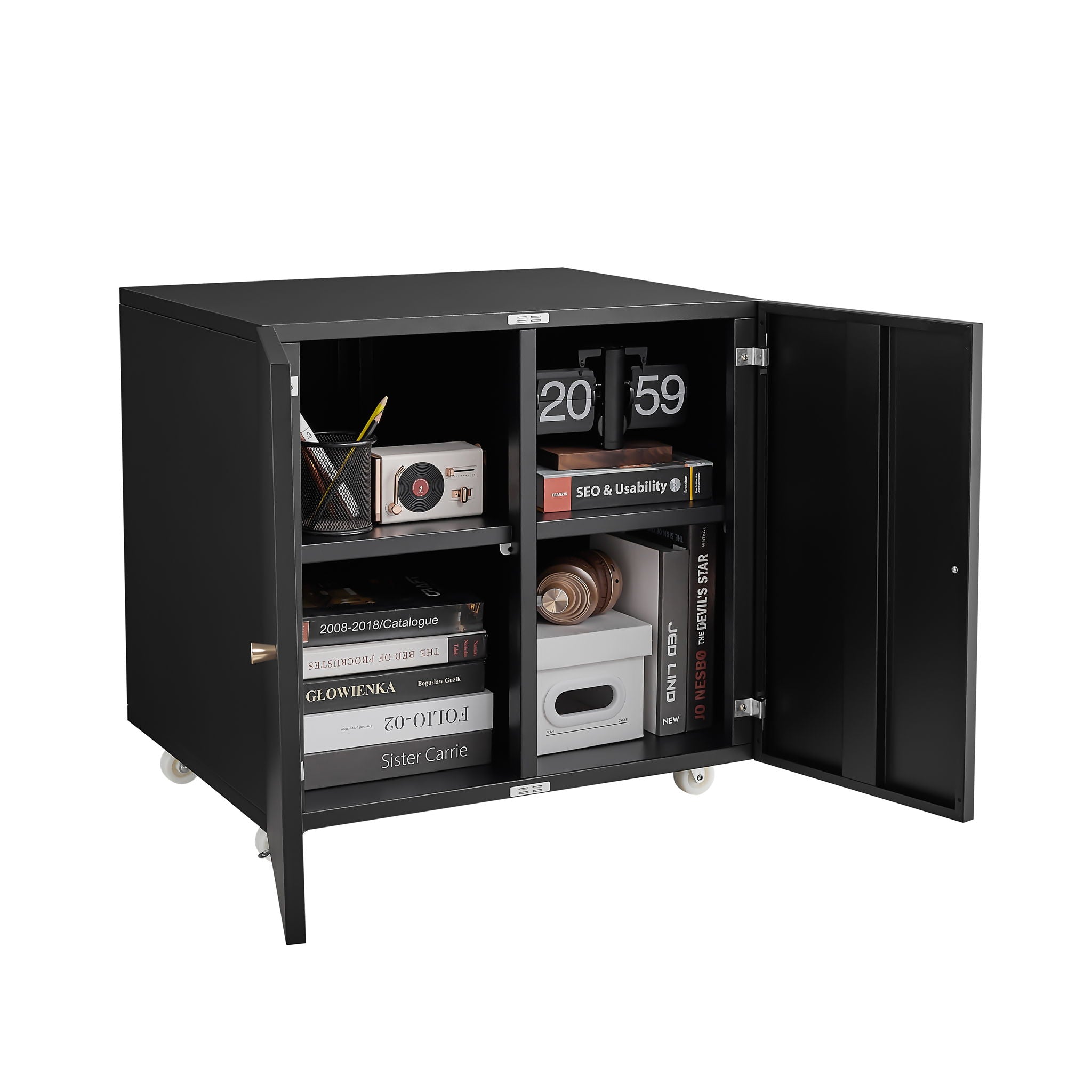Office Furniture Copier Cabinet 2 Door Steel Copier Stand Mobile Pedestal File Printer Stand - Best Buy Furniture
