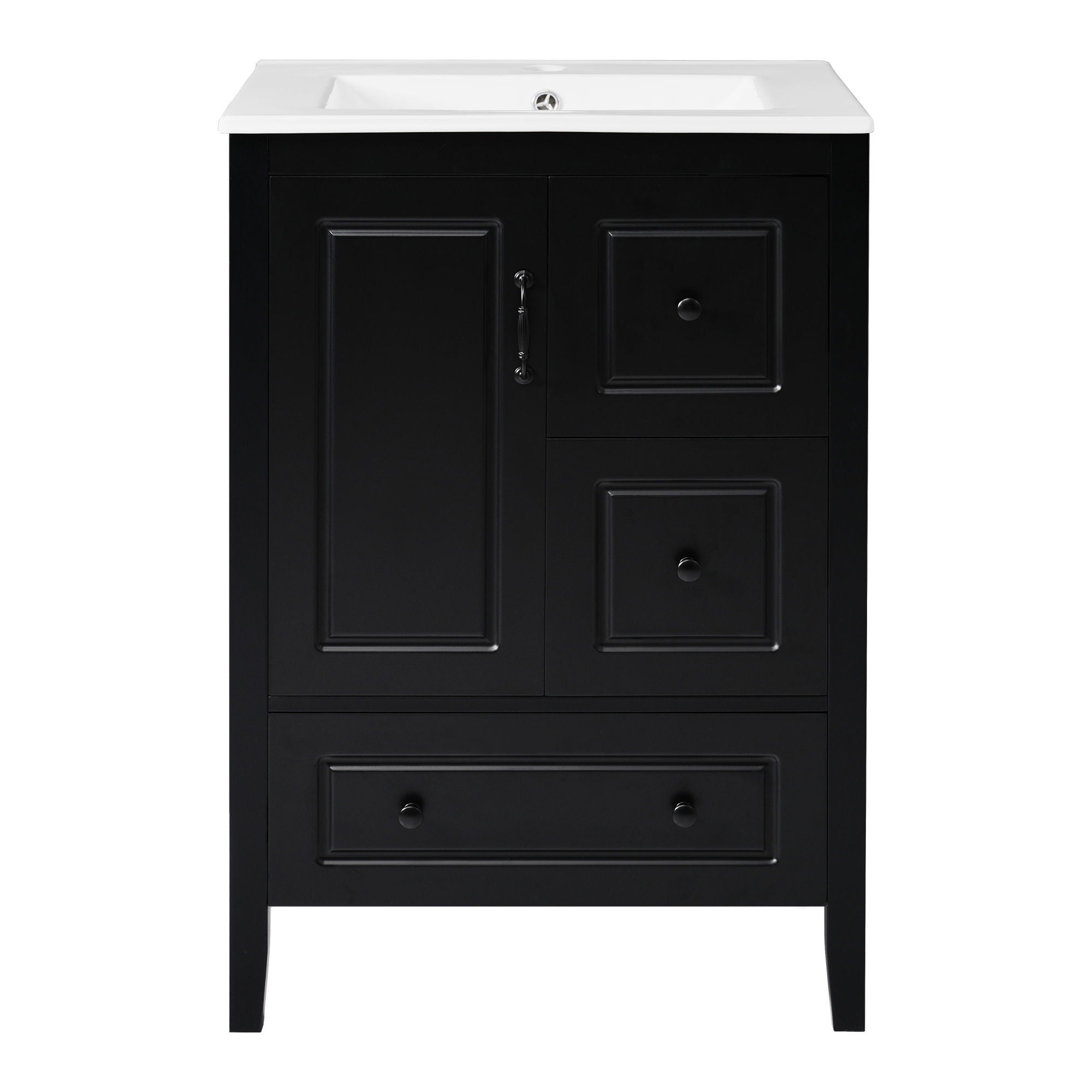 Retro Bathroom Vanity With Sink, Soft Closing Cabinet & Drawers