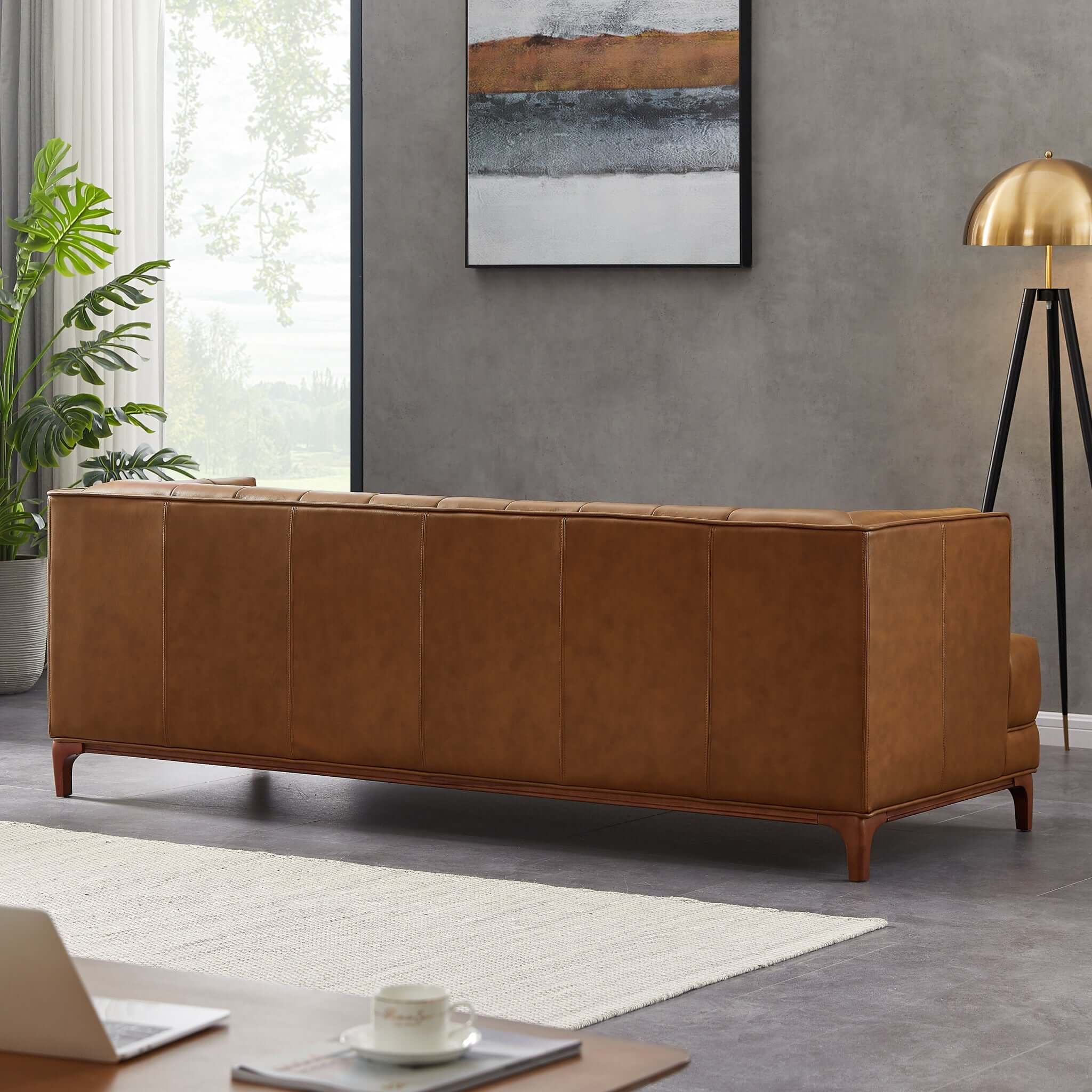 Mara - Tufted Sofa - Cognac / Tan
