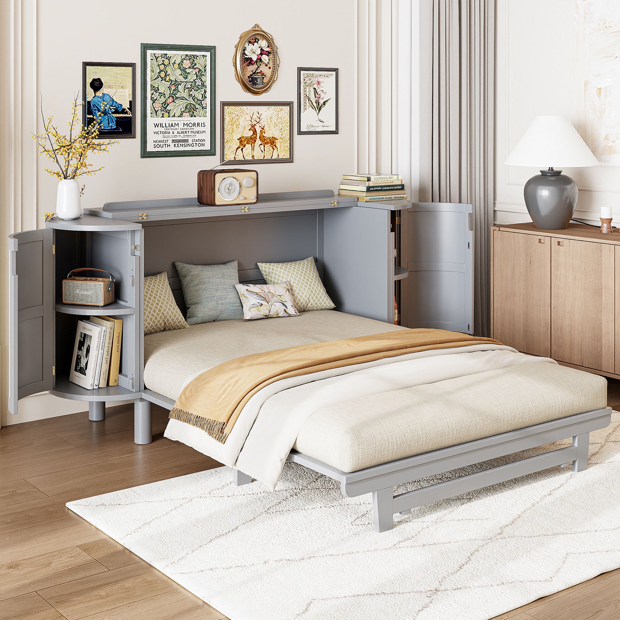 Murphy Bed With Hidden Storage & Modern Woven Design