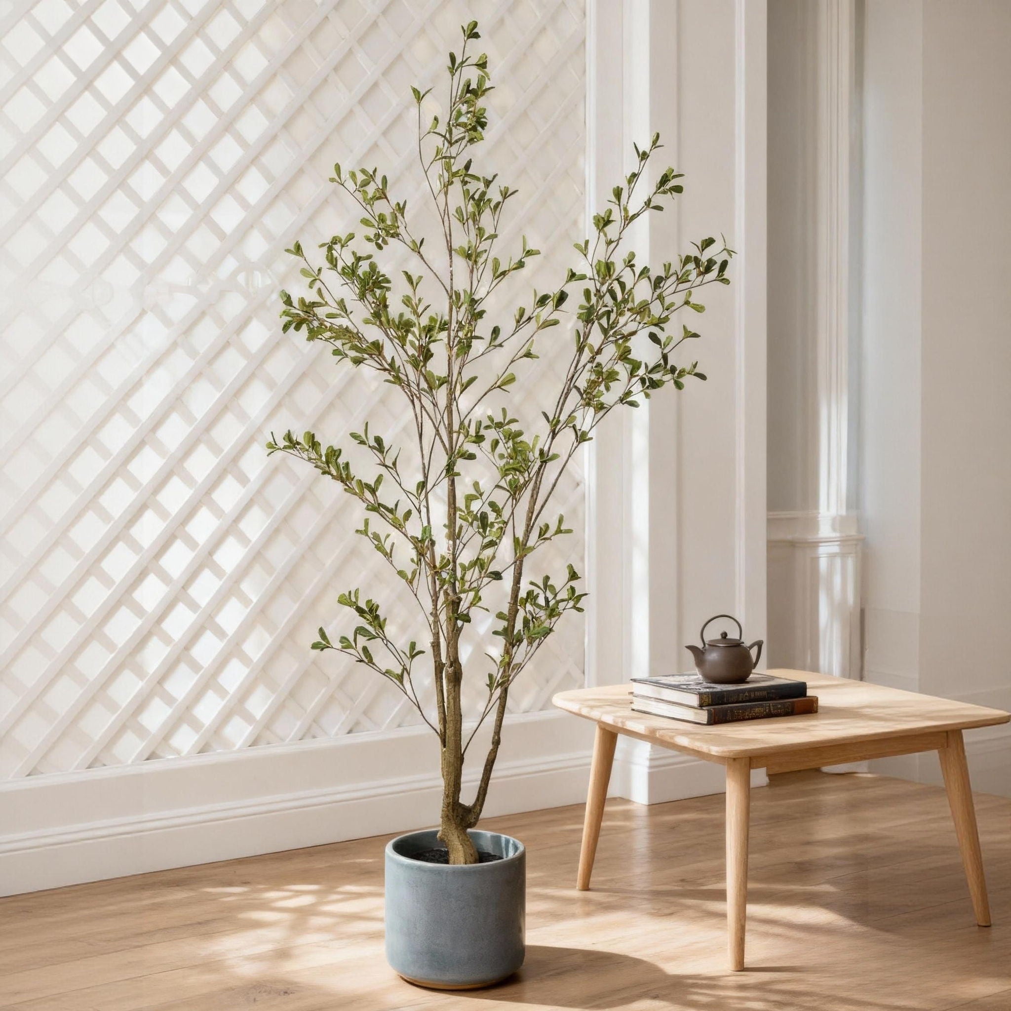 Lifelike Artificial Olive Tree With Plastic Pot For Home Living Room Decor - Green Leaves