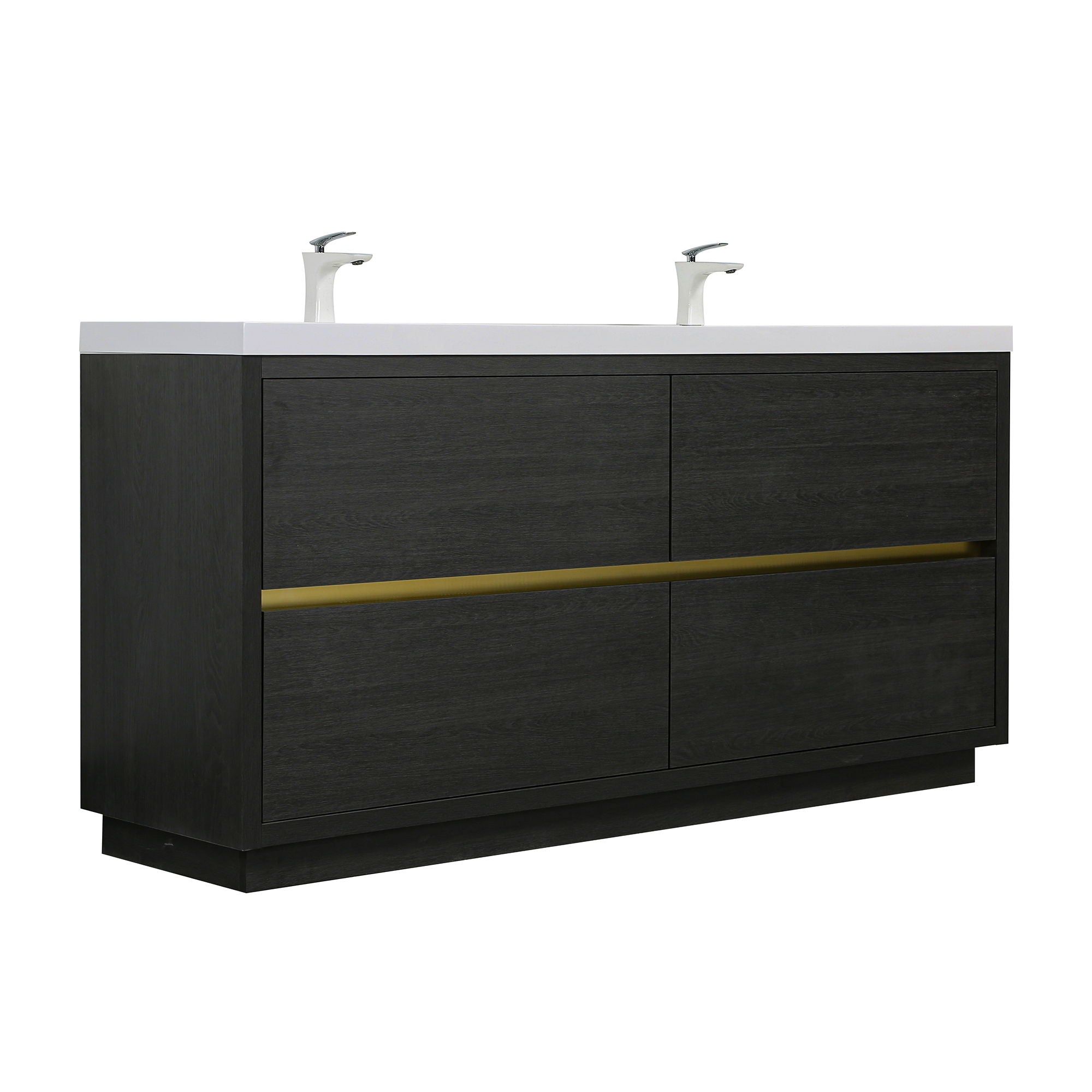 Bathin Freestanding Bathroom Vanity With Double Sinks, Bathroom Storage Vanity Cabinet With Stone Resin Countertop And Soft Close Drawers