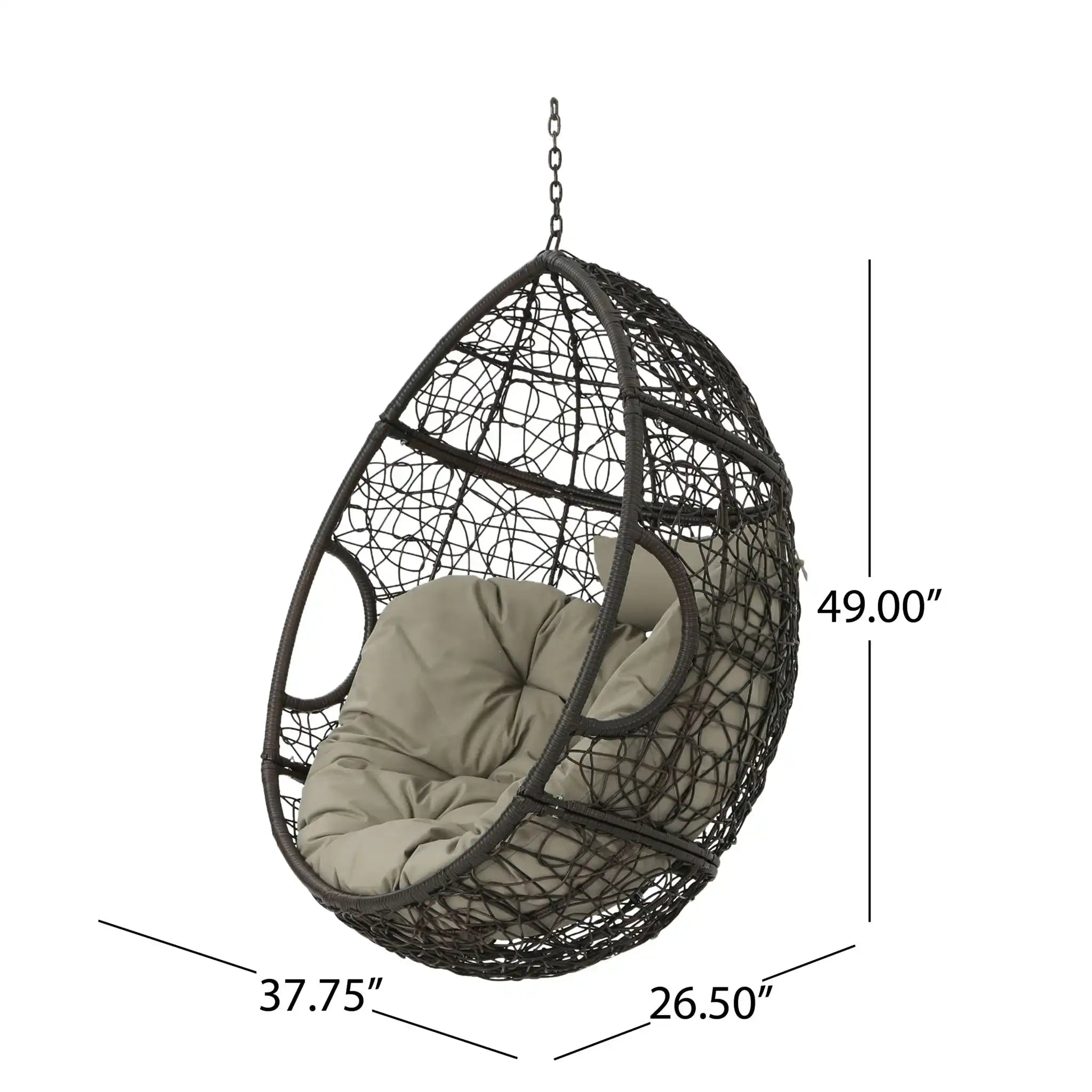 Kylie - Boho Style Hanging Basket Chair Rattan With Water Resistant Cushions
