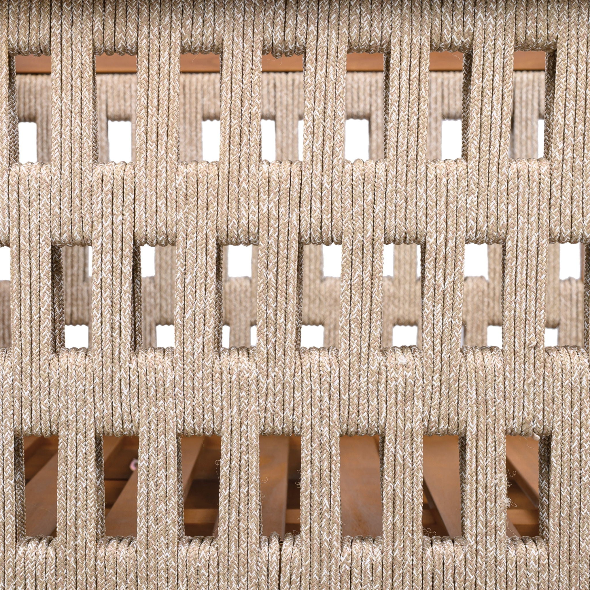 Outdoor Club Chair & Rope Arm And Cushions - Beige / Teak