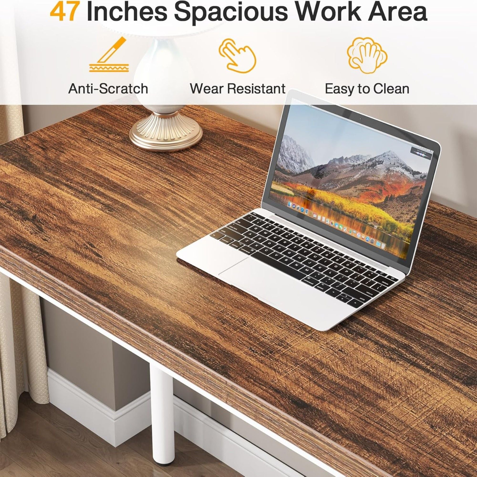 Computer Desk With 5 Drawers, Reversible Cabinet Design