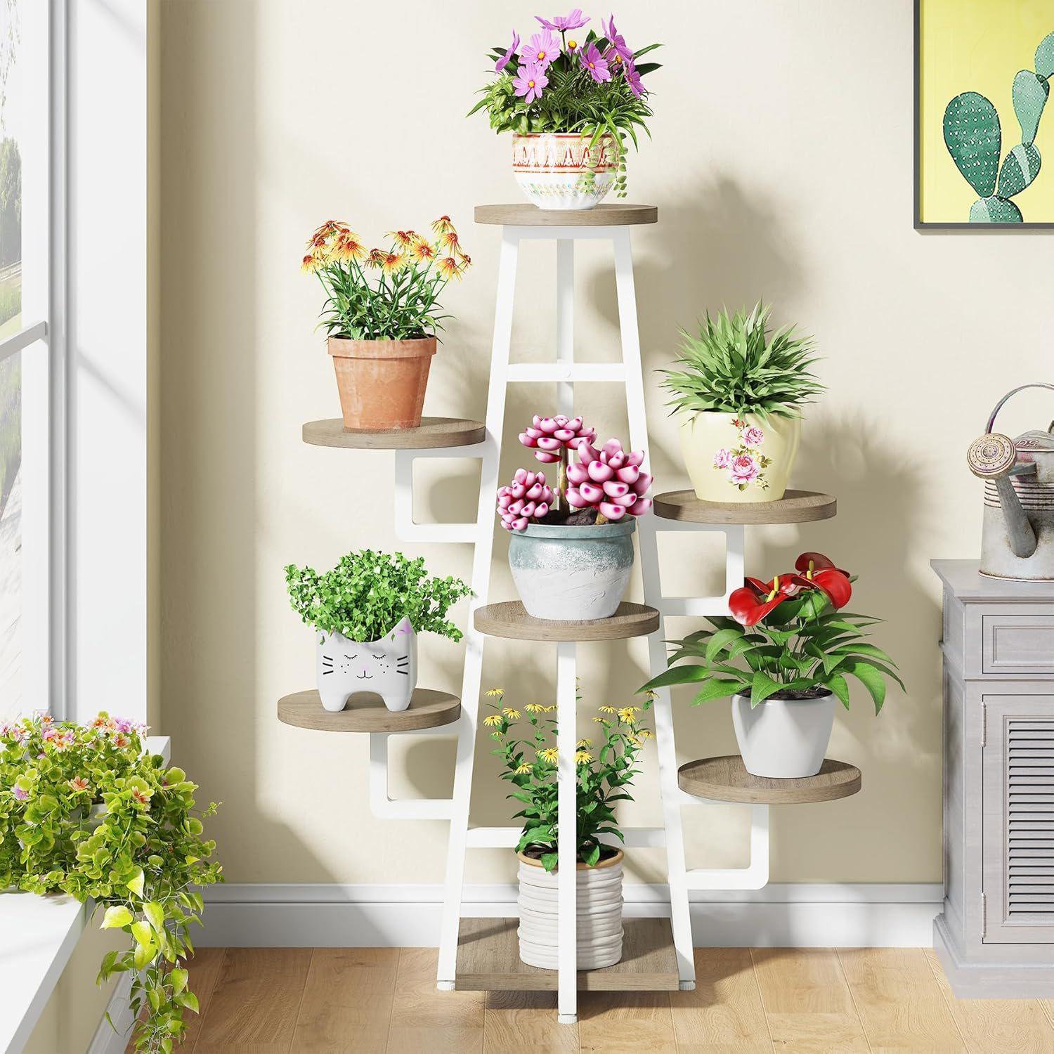 7 Tier Corner Plant Shelf With High Low Design For Living Room