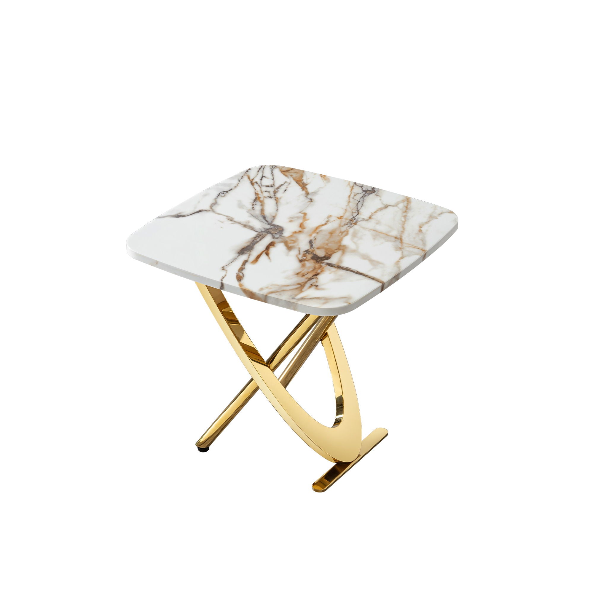 Contemporary Marble Pattern Top Table With Stainless Steel Base