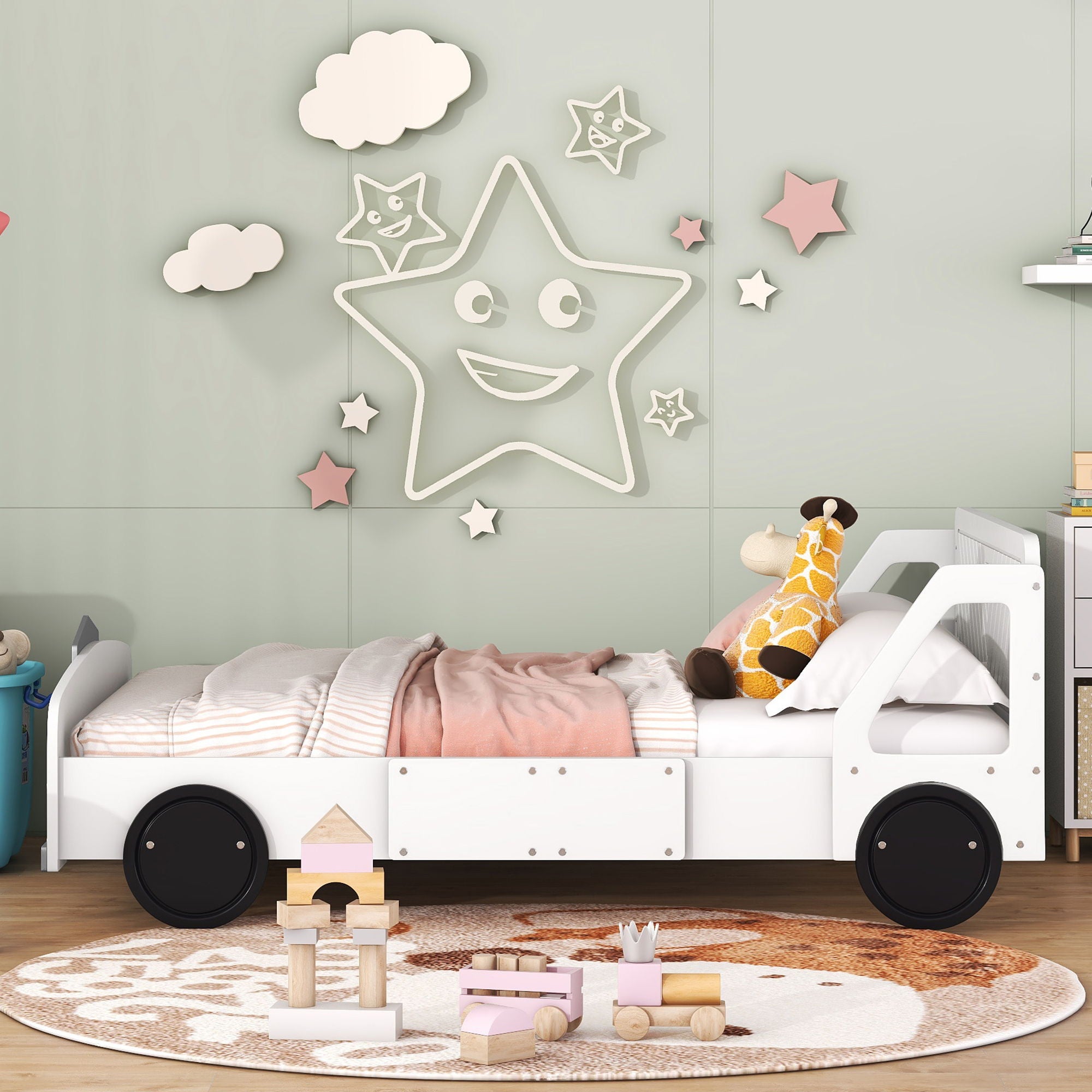 Car Shaped Platform Bed With Wheels