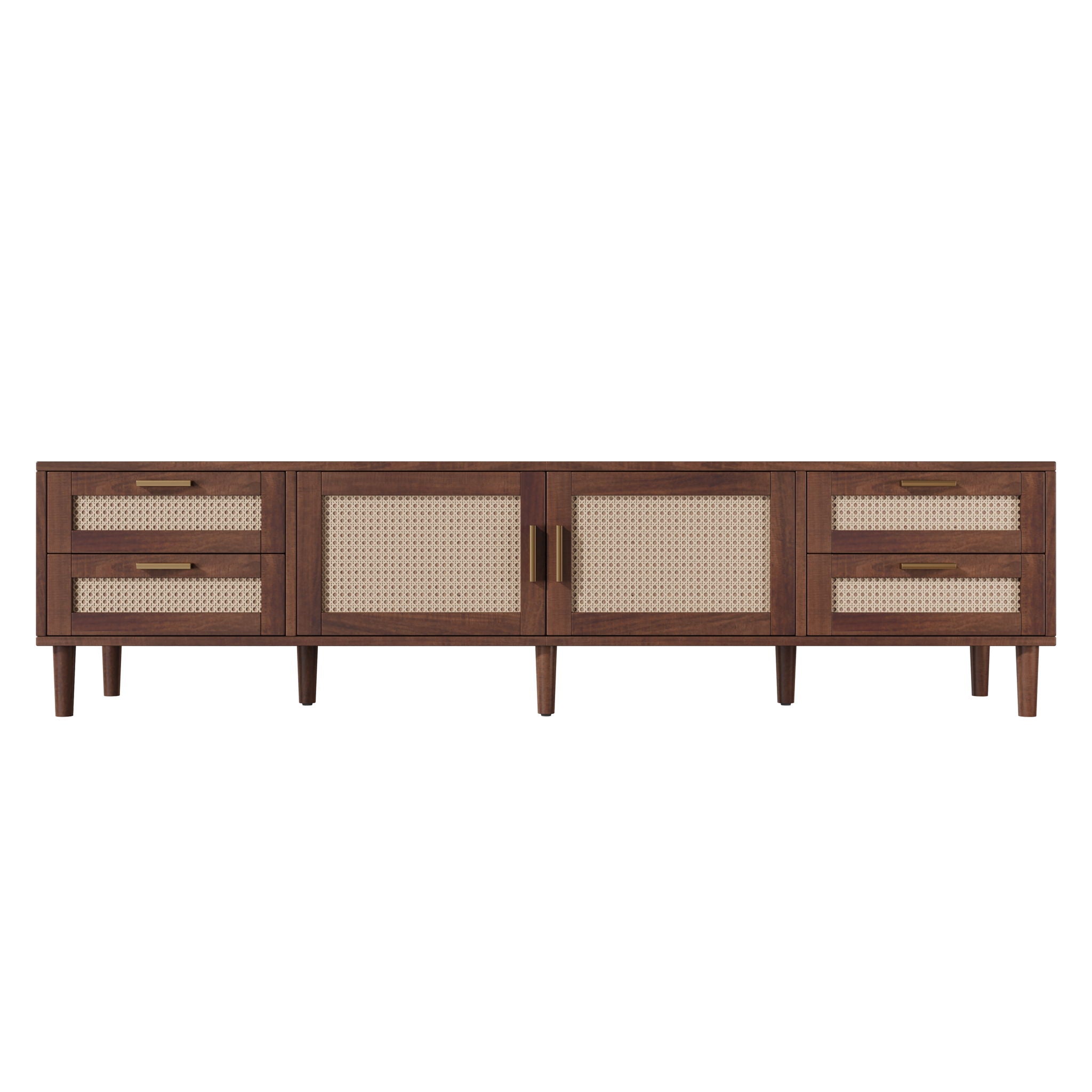 TV Stand, Media Console With 4 Drawers, Soft Closing Hinges - Dark Brown