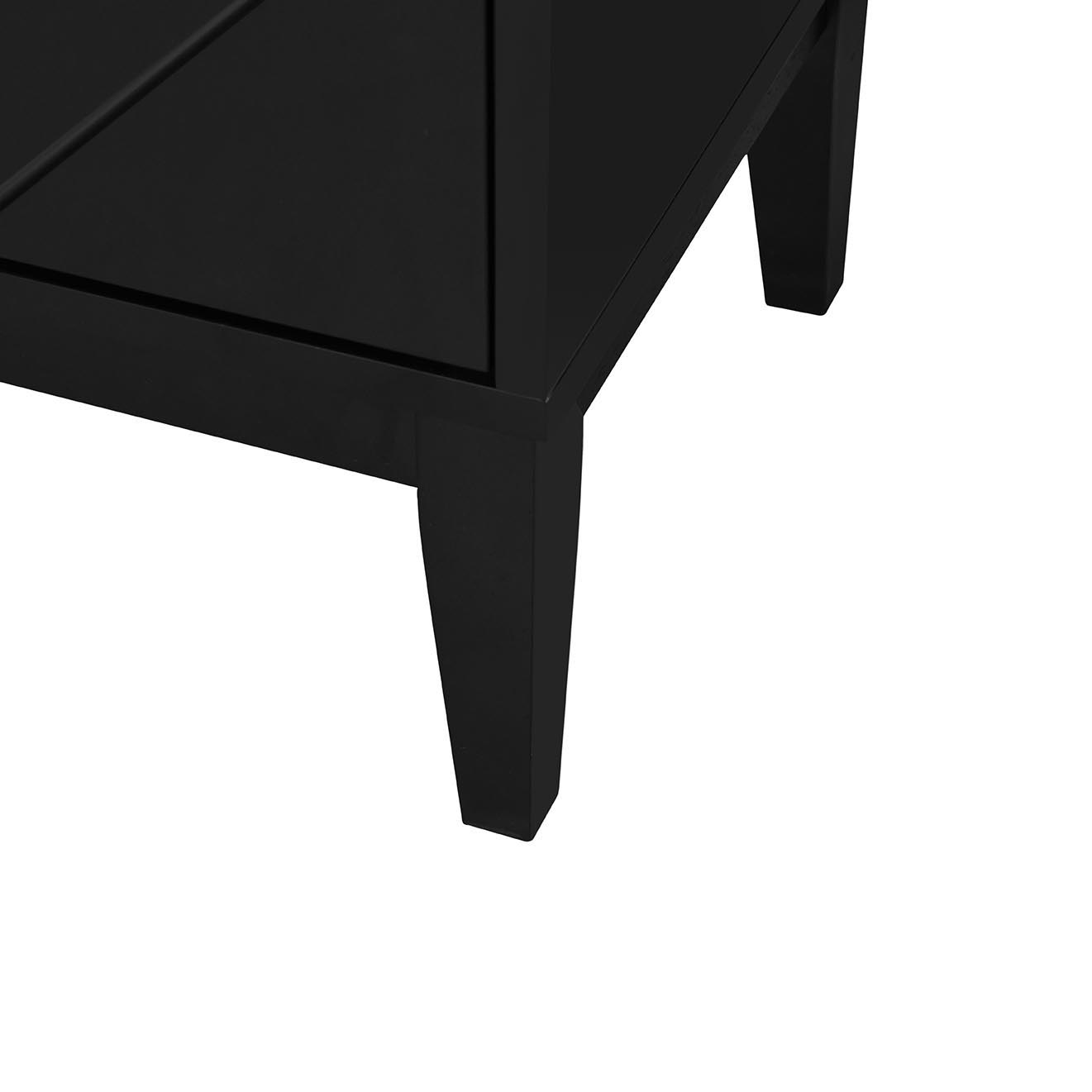 4 Door Sideboard Storage Cabinet For Living Room And Dining Room, 2 Large Cabinets With Gold Handles And Adjustable Shelf - Black